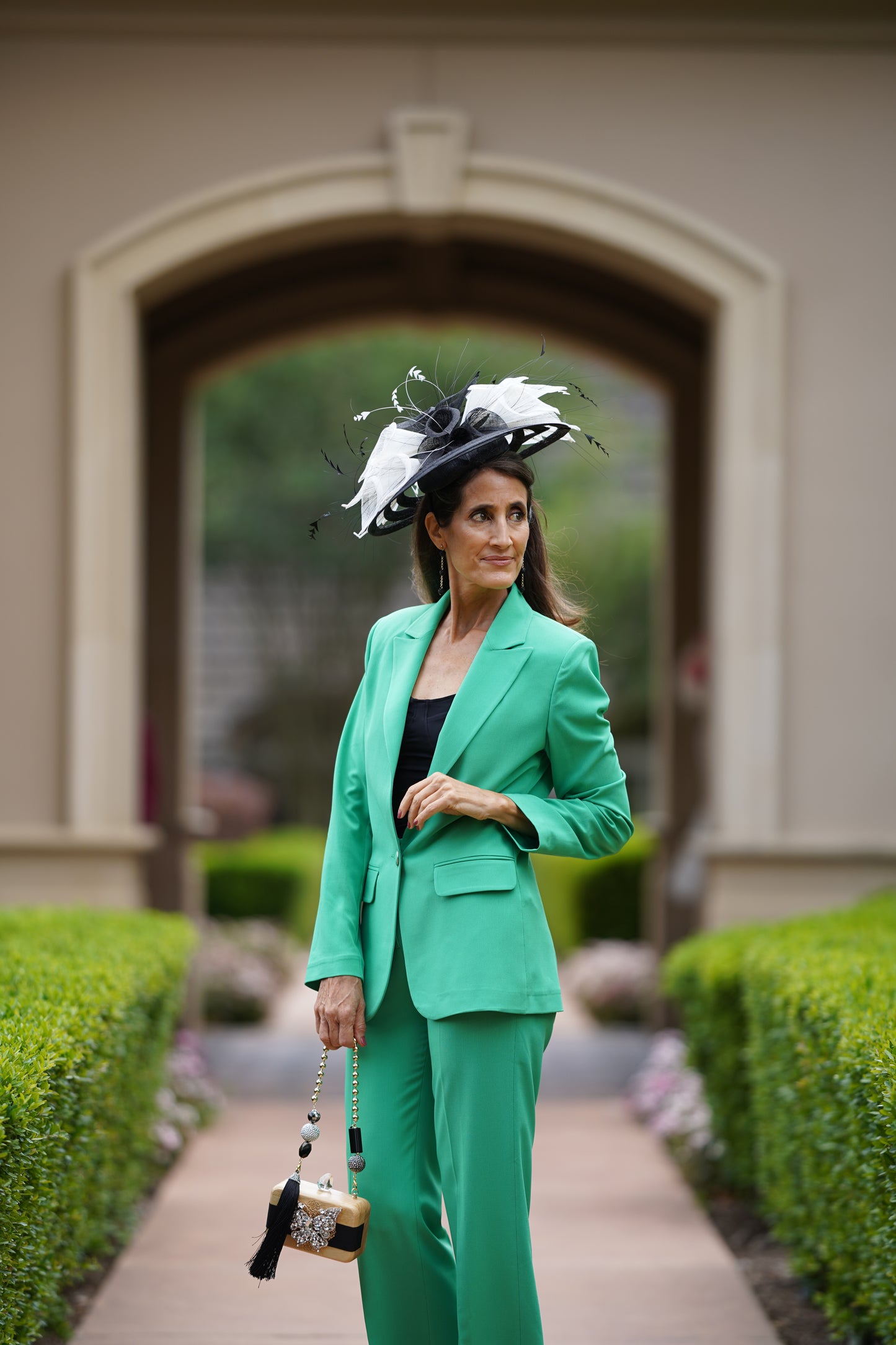 Athena Black and White Fascinator