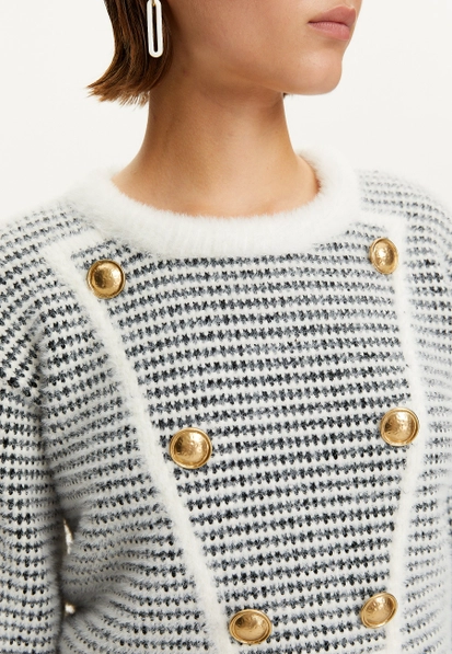 Multi Button Striped Sweater