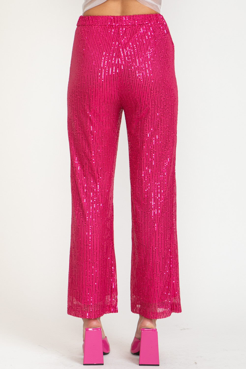 Pink High Waisted Sequin Pants