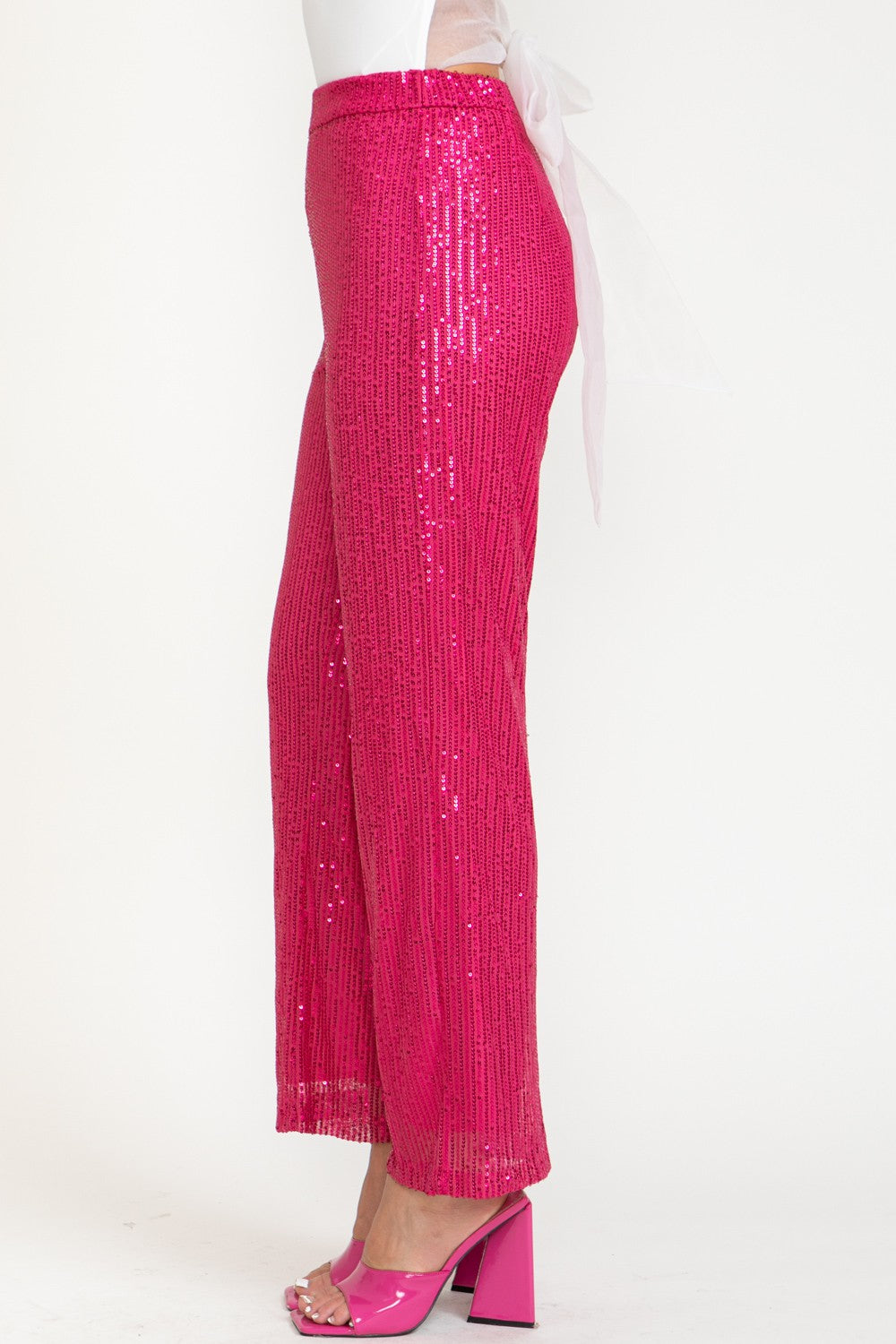 Pink High Waisted Sequin Pants