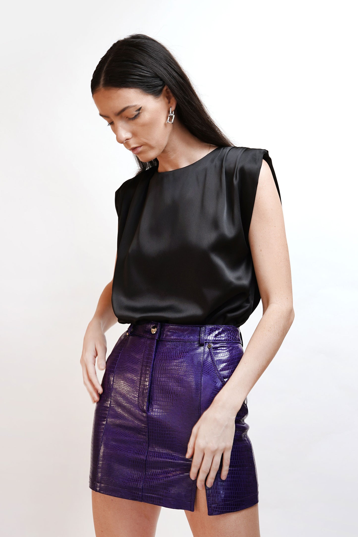Sheepskin Leather Textured Skirt