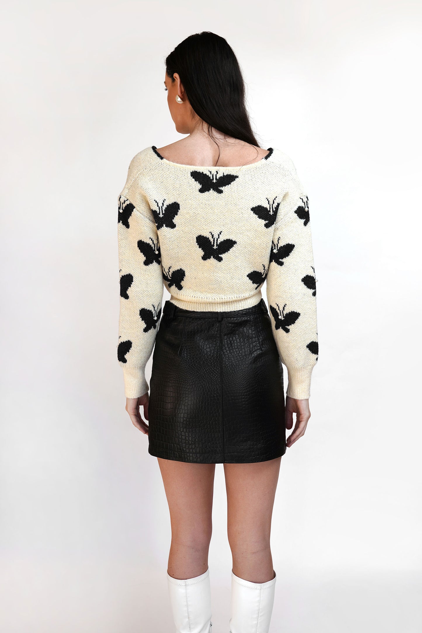 Sheepskin Leather Textured Skirt