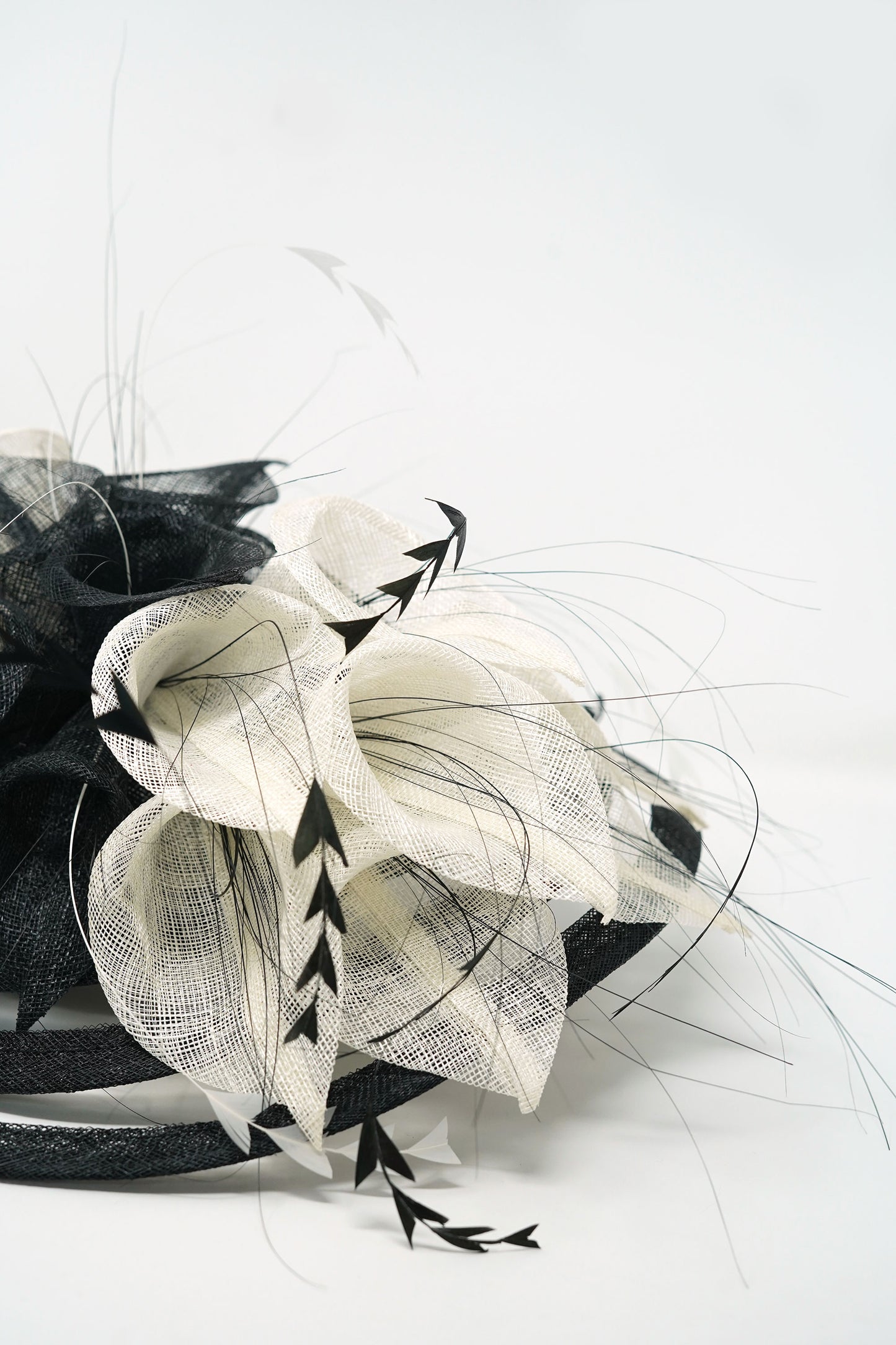 Athena Black and White Fascinator
