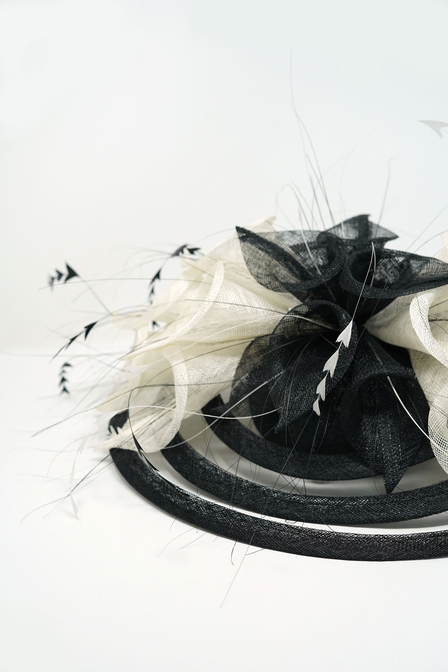 Athena Black and White Fascinator