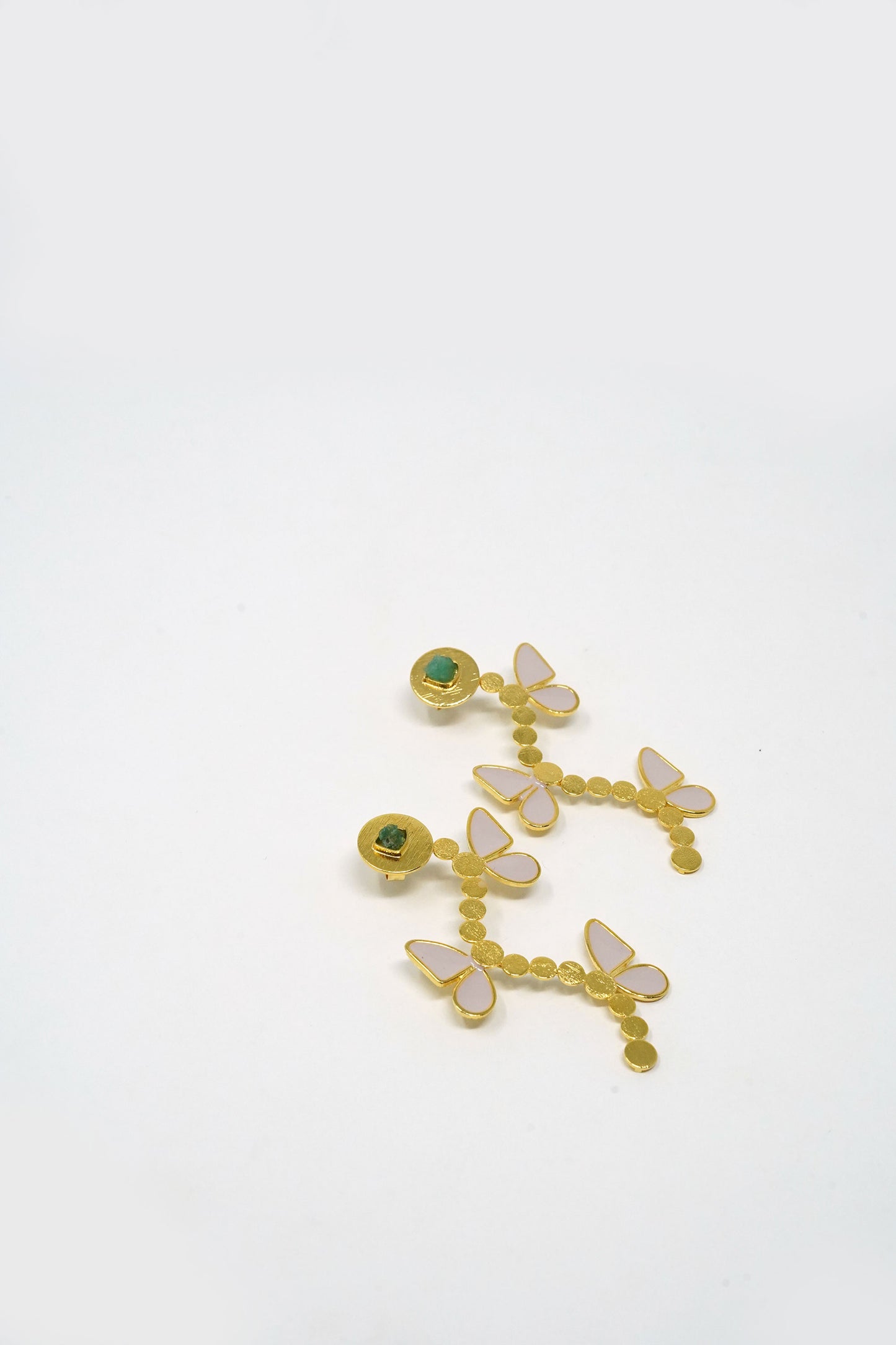 Sara Butterfly Cara-Col Earring Raw Emerald 24k Gold-Plated