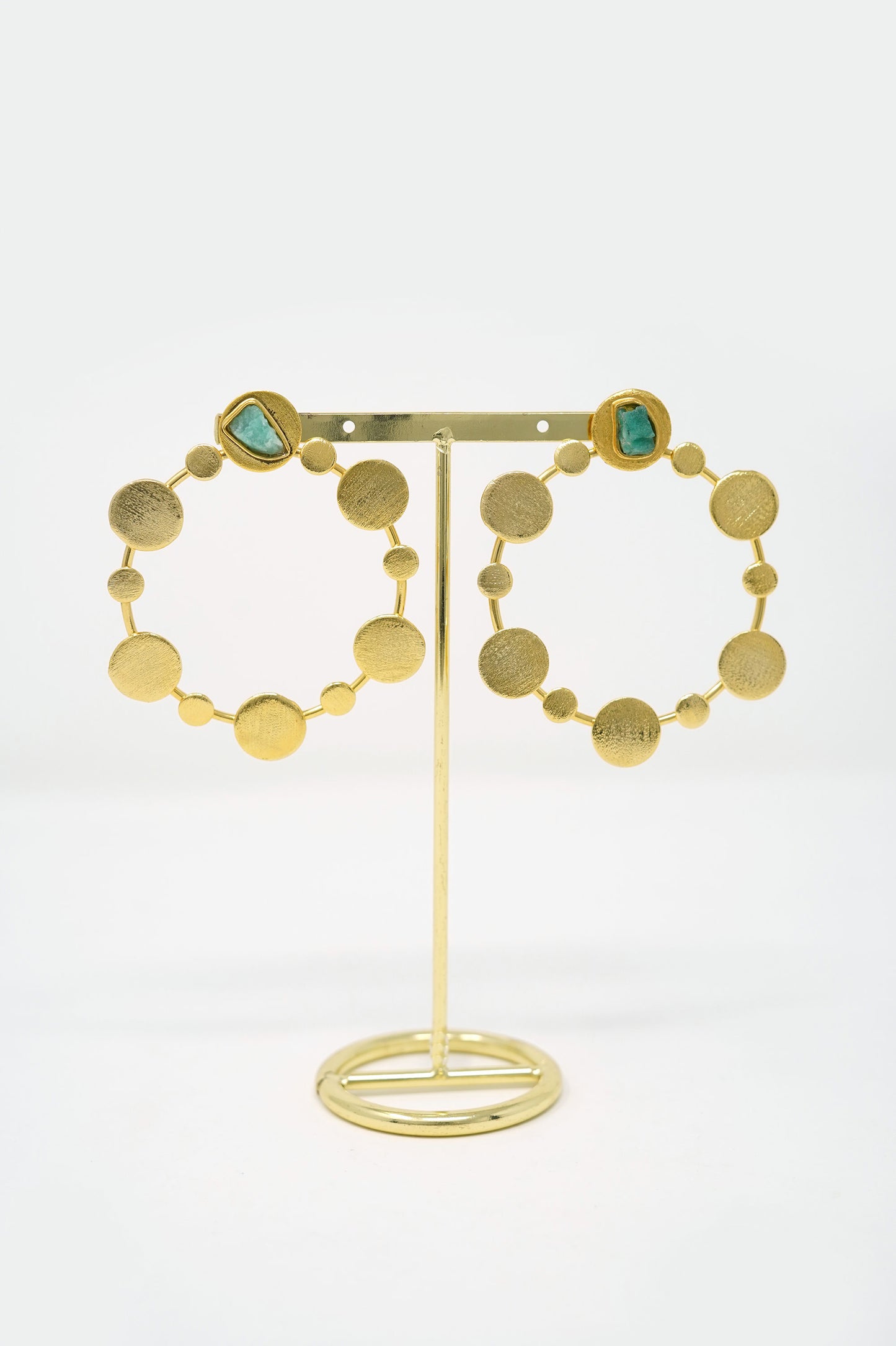 Tania Earring Raw Emerald 24k Gold-Plated