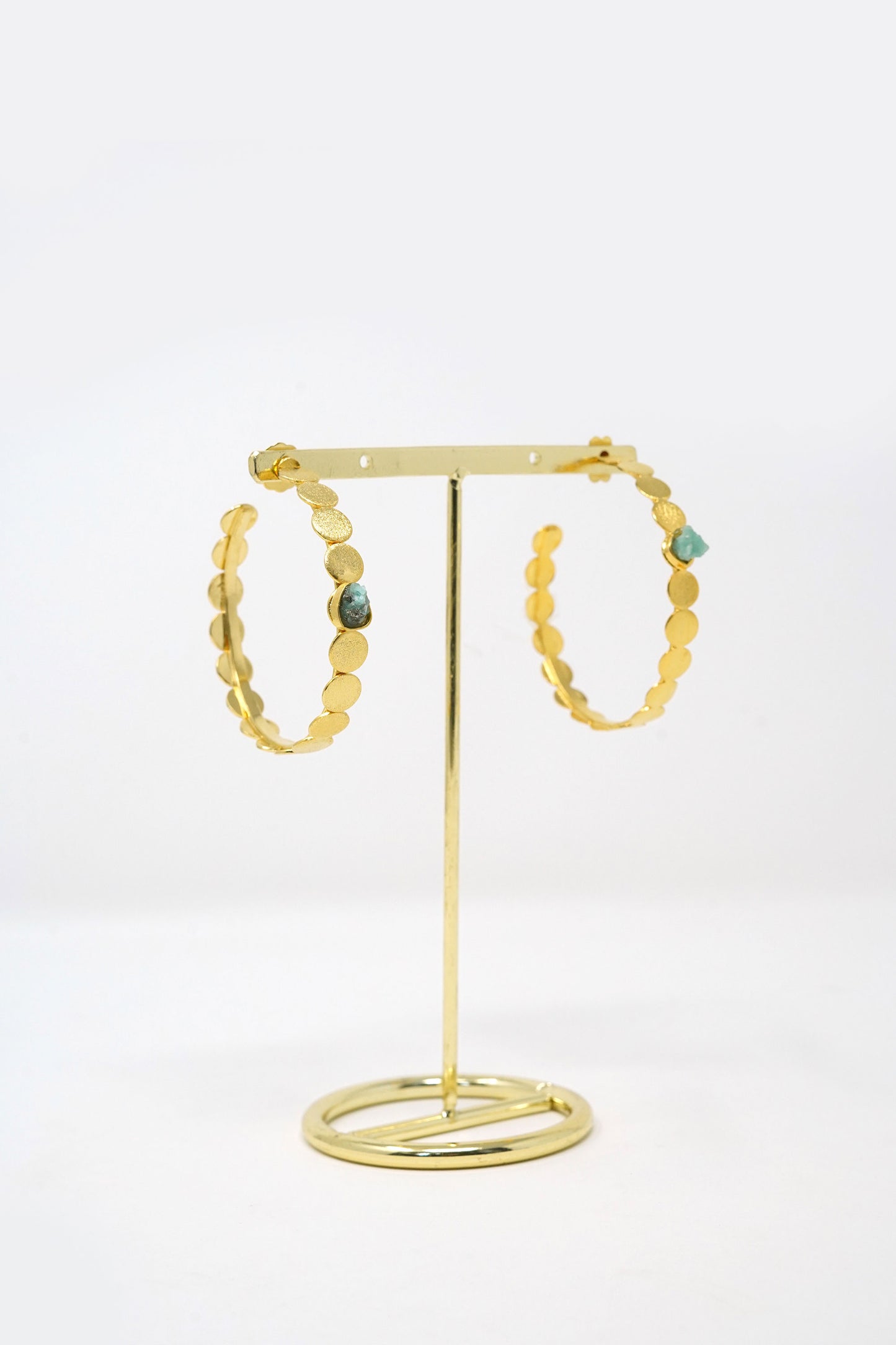 Isa Earring Raw Emerald 24k Gold-Plated