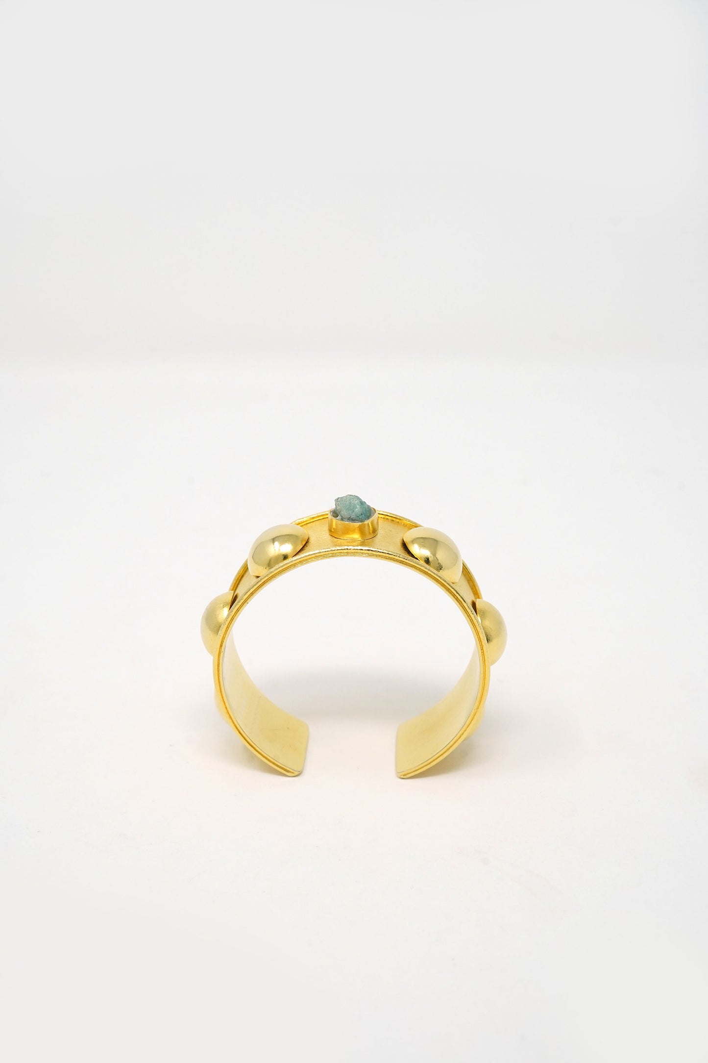 Luciana Cuff Bracelet Raw Emerald 24k Gold-Plated