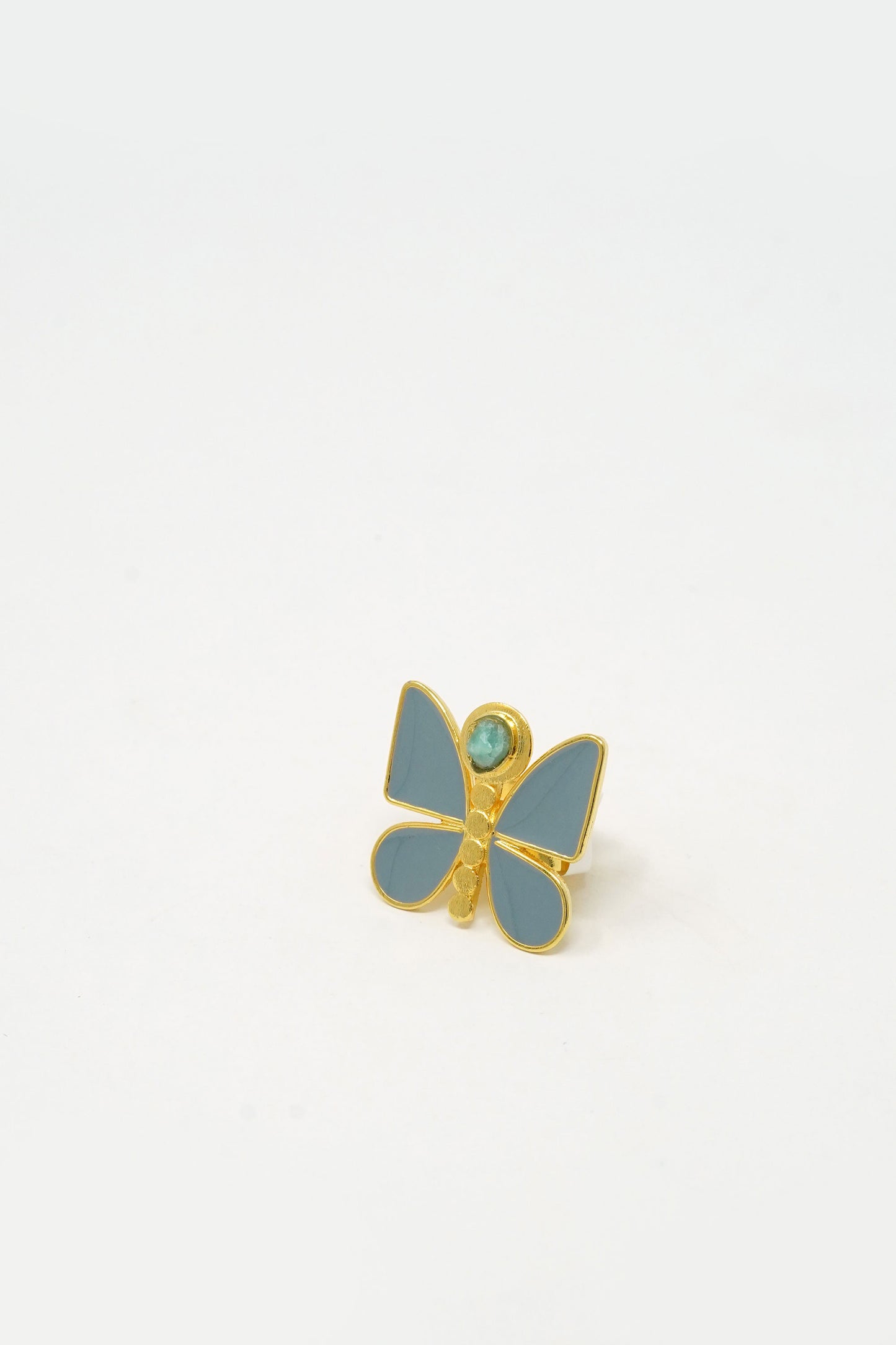 Salome Butterfly Cara-Col Ring Raw Emerald 24k Gold-Plated