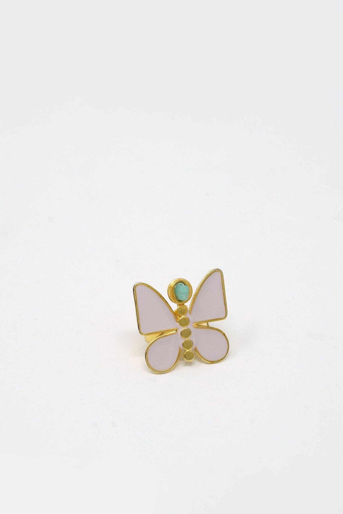 Salome Butterfly Cara-Col Ring Raw Emerald 24k Gold-Plated