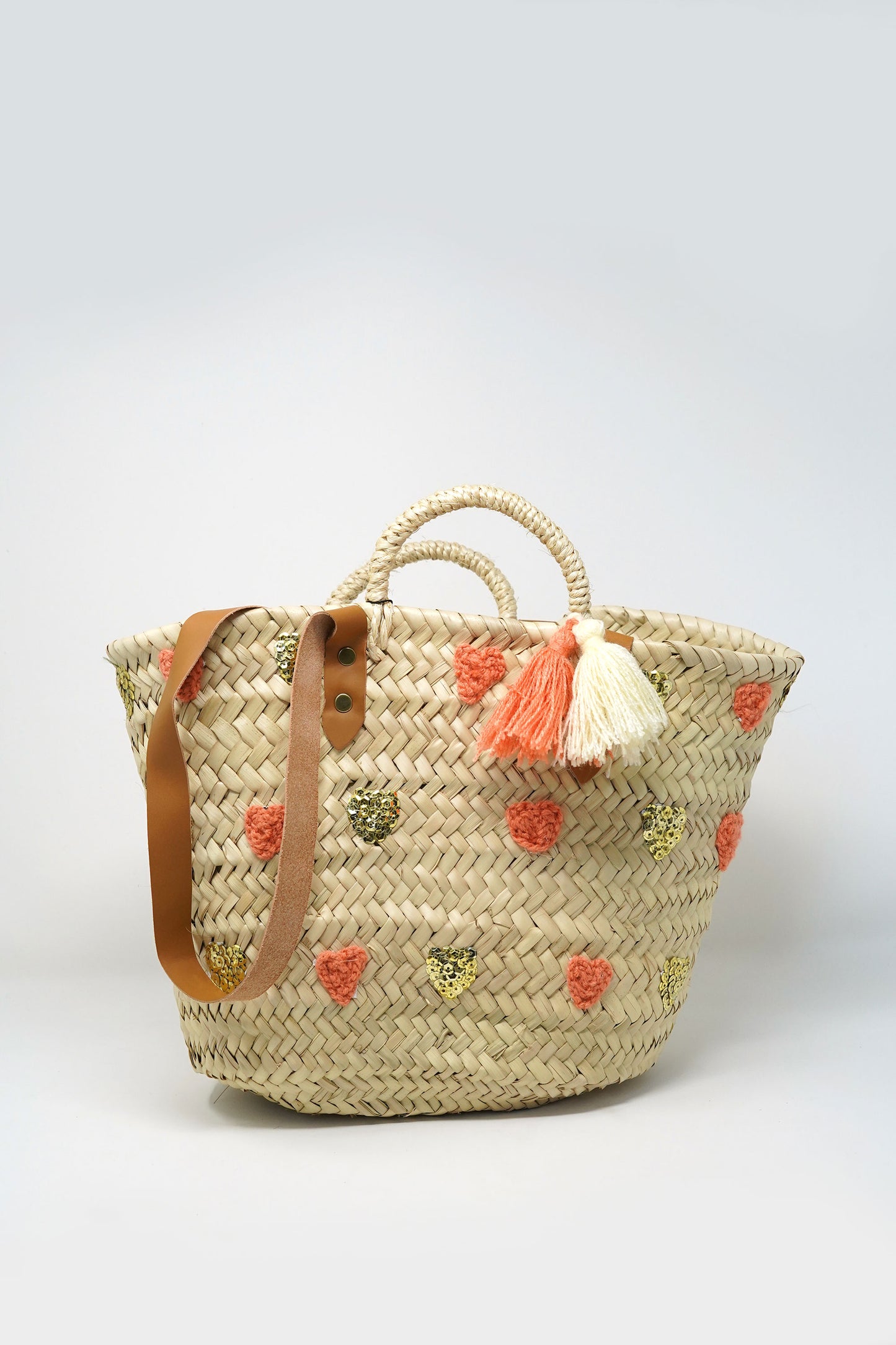 Mi Corazon Small Braided Basket Coral