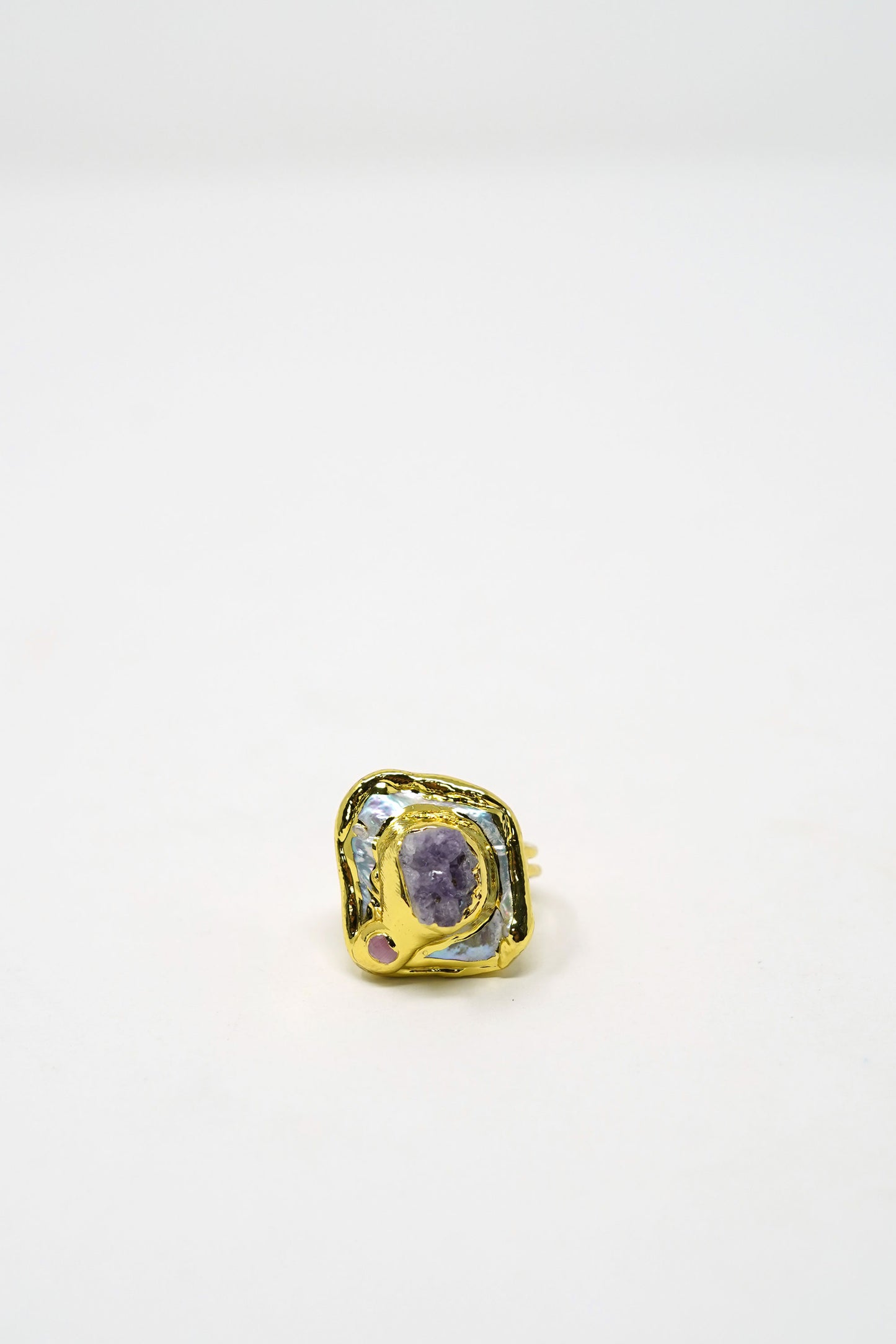 Ozanne Adjustable Ring Purple Amethyst Gold-Plated