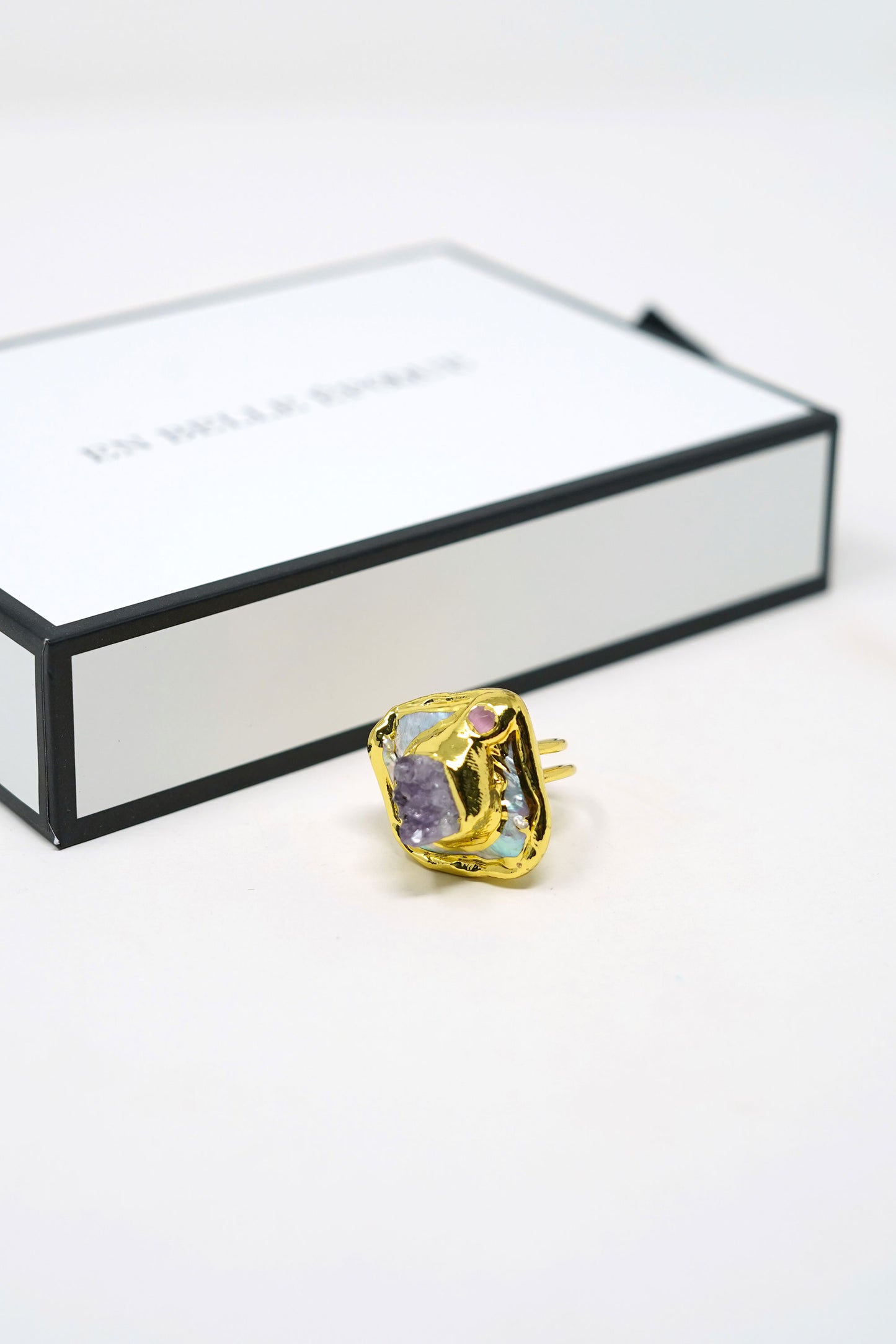 Ozanne Adjustable Ring Purple Amethyst Gold-Plated