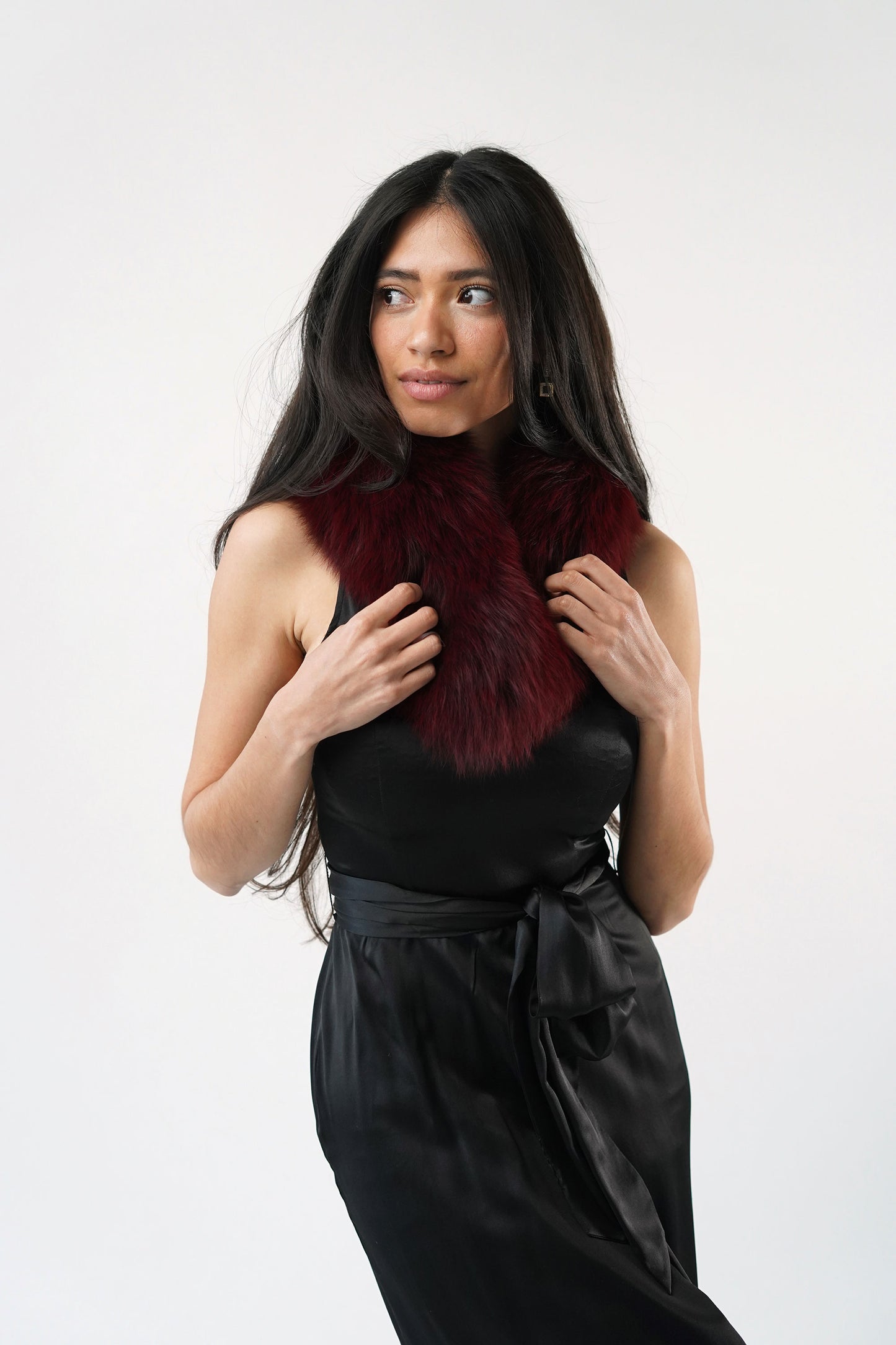 Sylvana Fur Scarf Wine Red