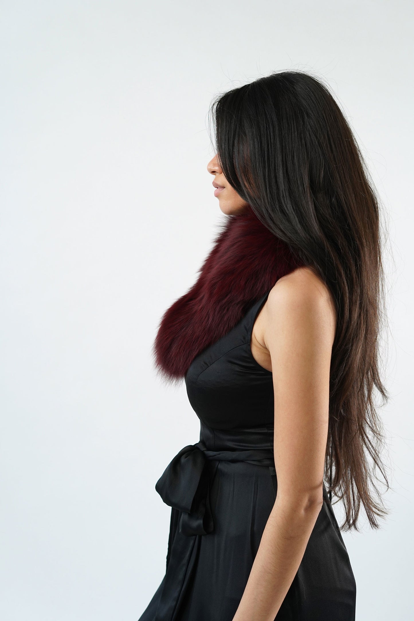 Sylvana Fur Scarf Wine Red