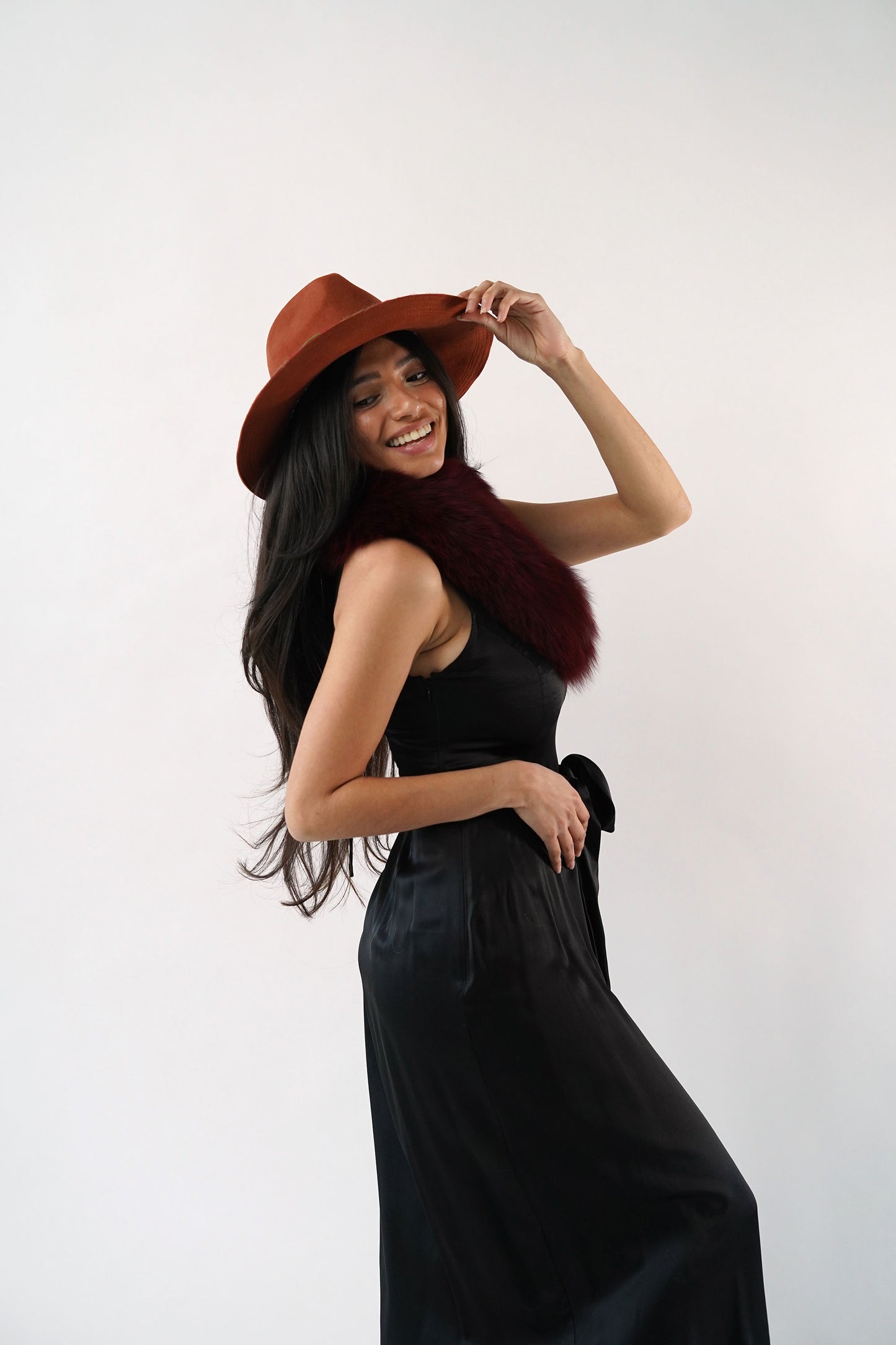 Sylvana Fur Scarf Wine Red