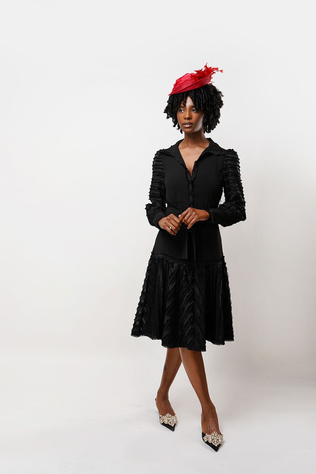 Caroline Black Midi Dress