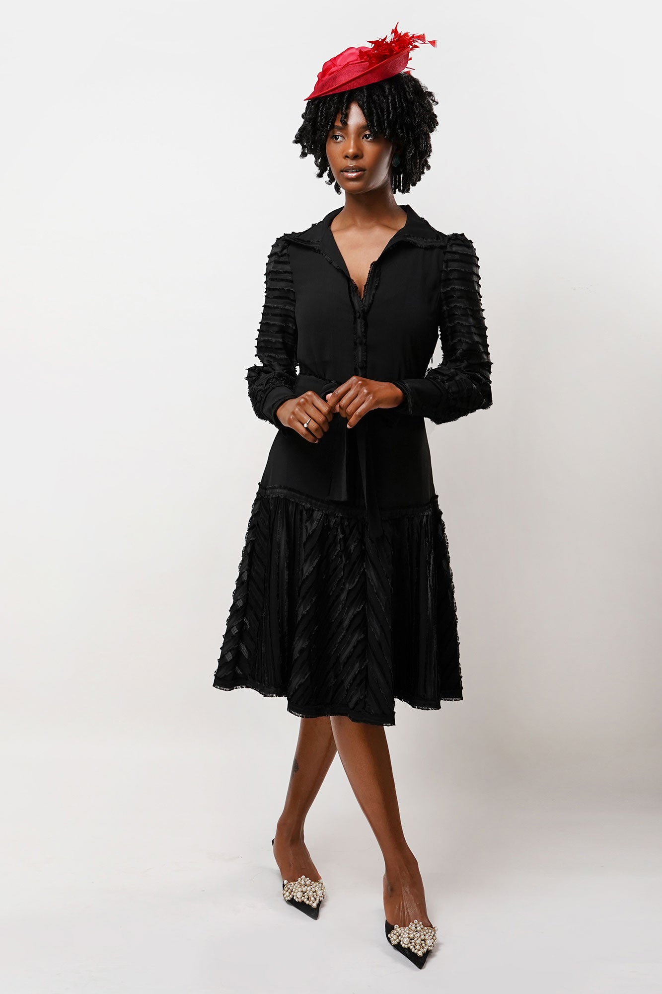 Caroline Black Midi Dress