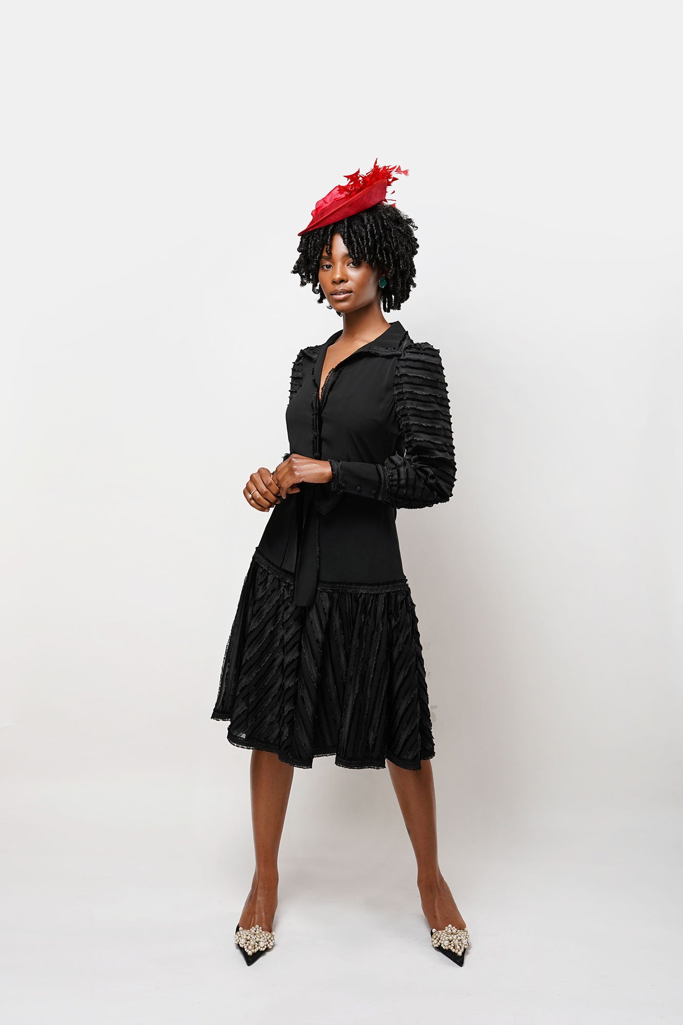 Caroline Black Midi Dress