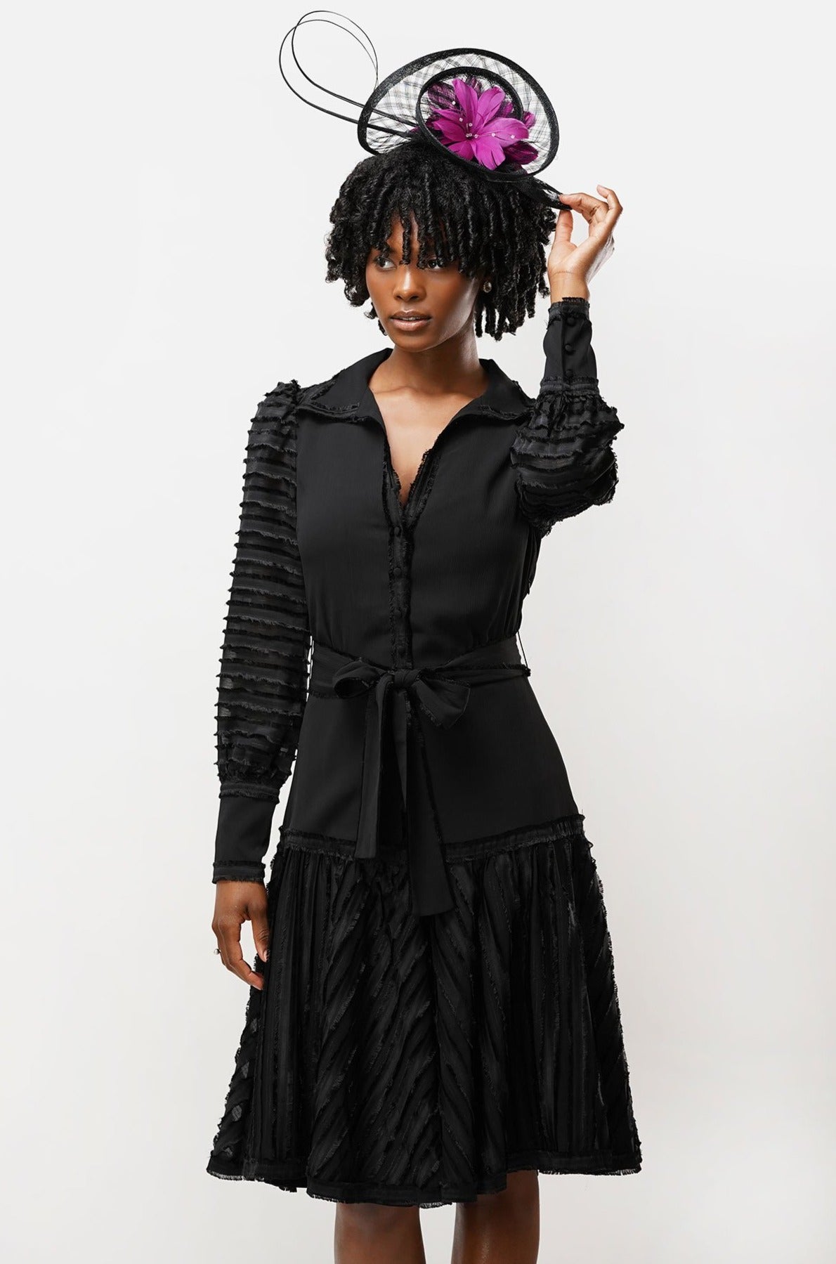 Caroline Black Midi Dress