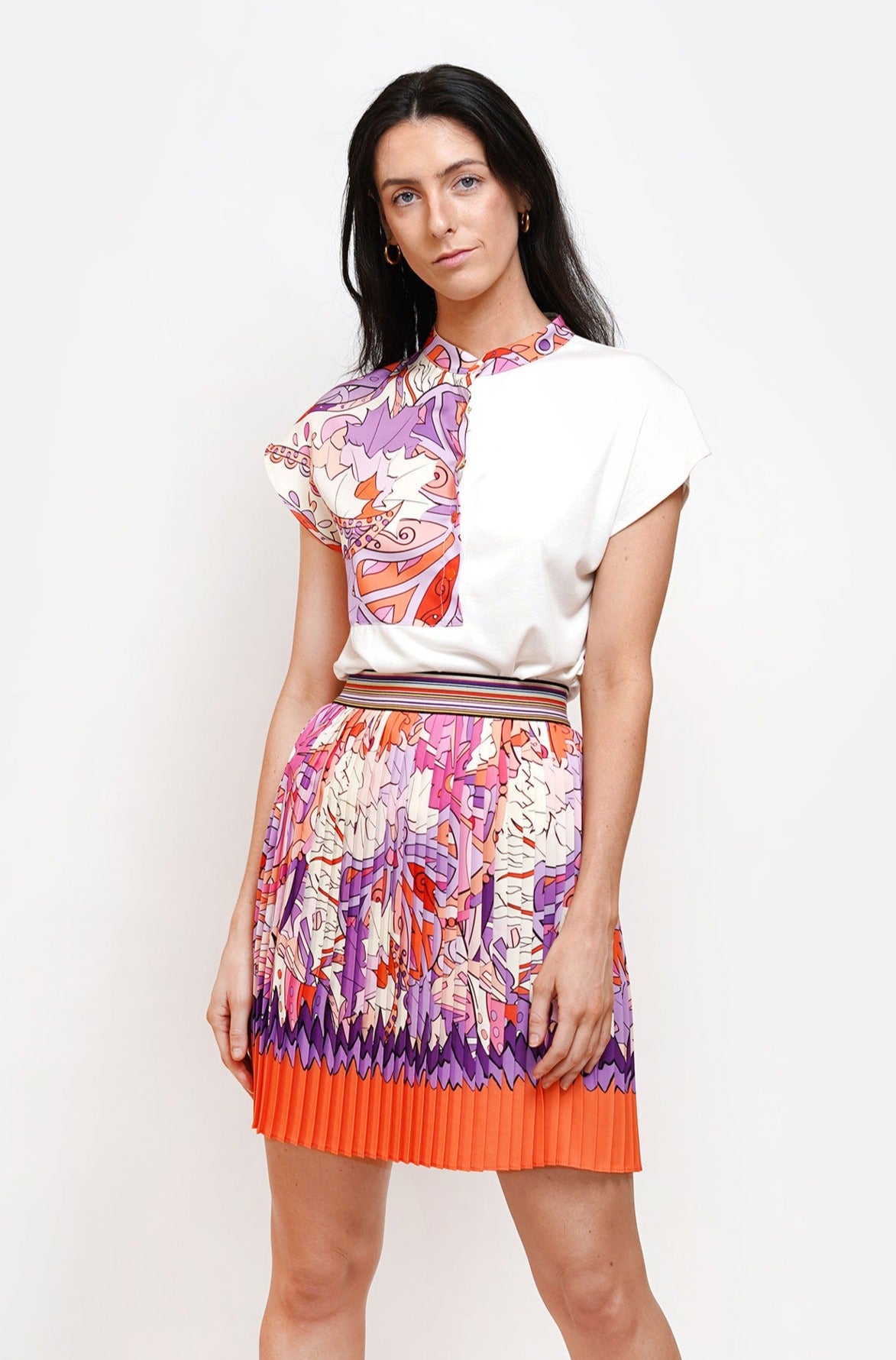 Abstract Print Garnished Blouse