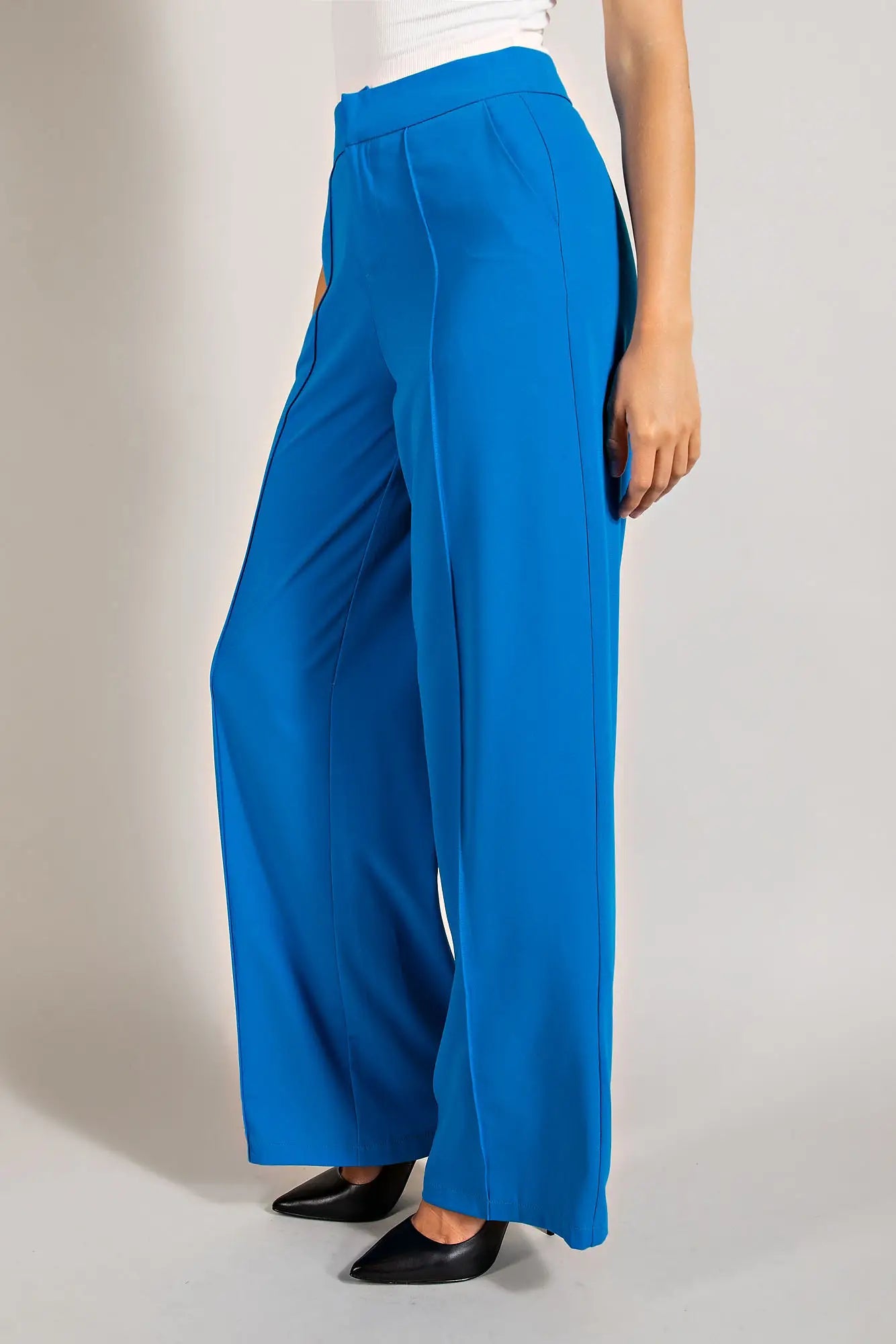 High Waisted Trousers With Front Pintuck