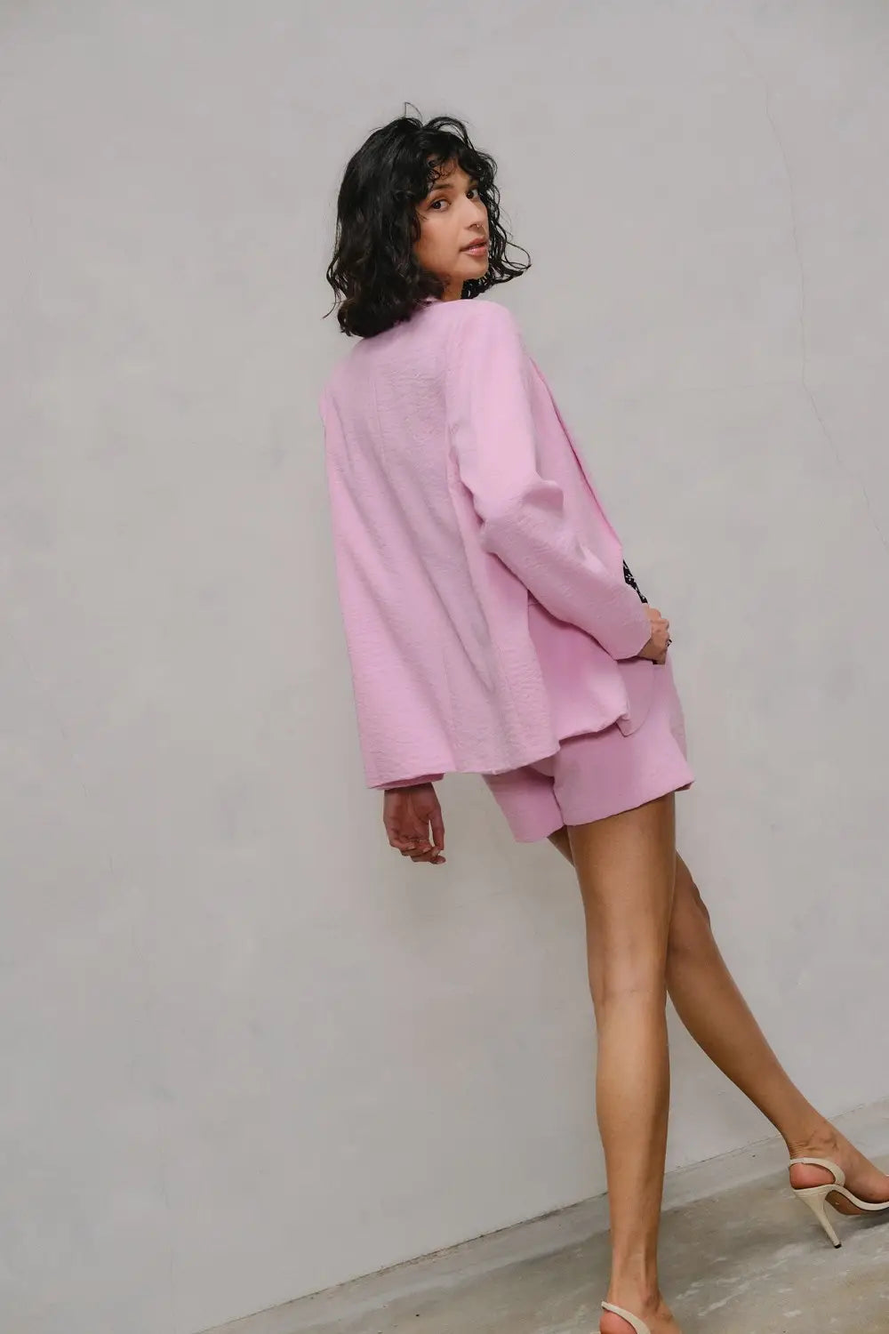 Long Sleeve Crnkled Blazer Jacket