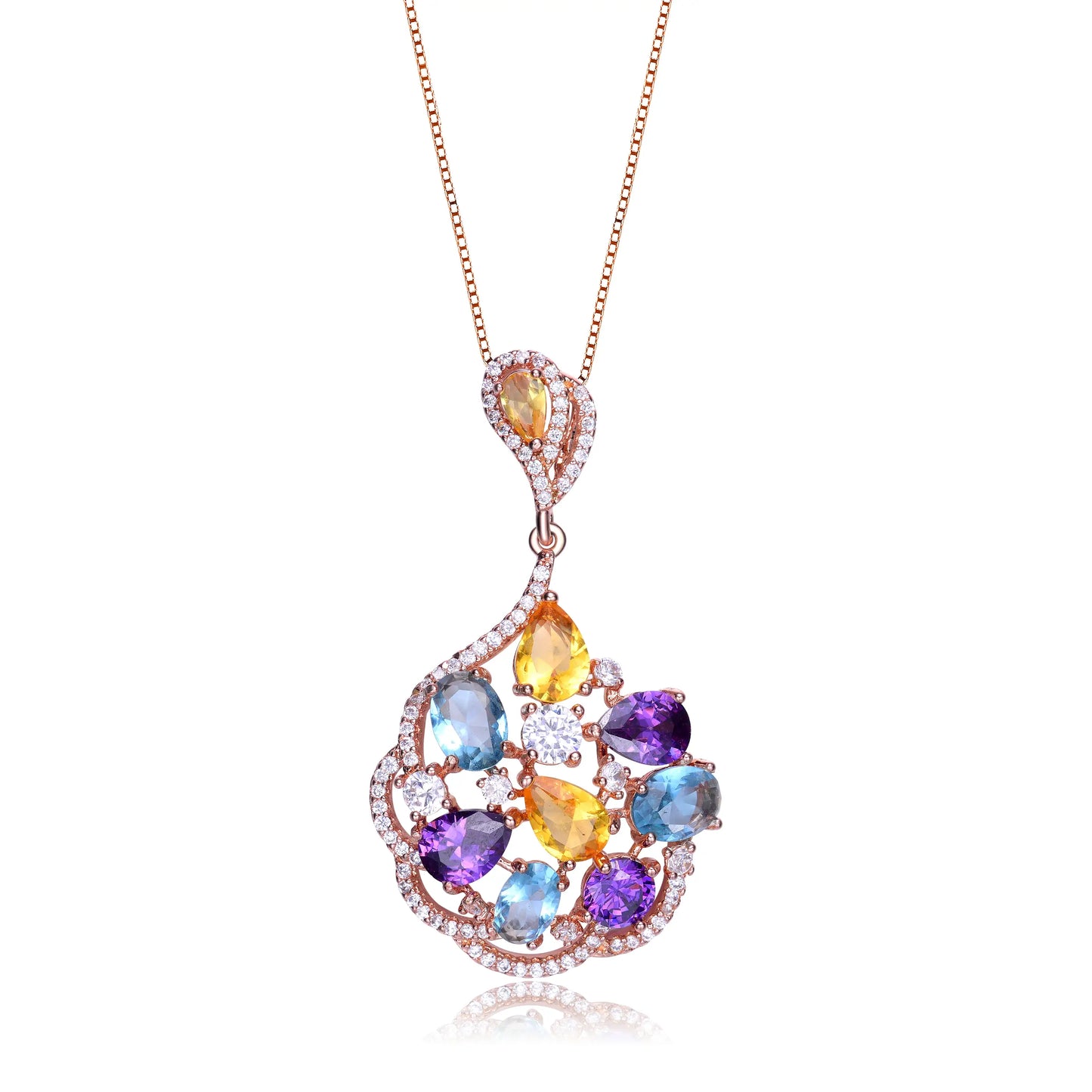 Sterling Silver Cubic Zirconia Pendant Necklace(9974Mc)