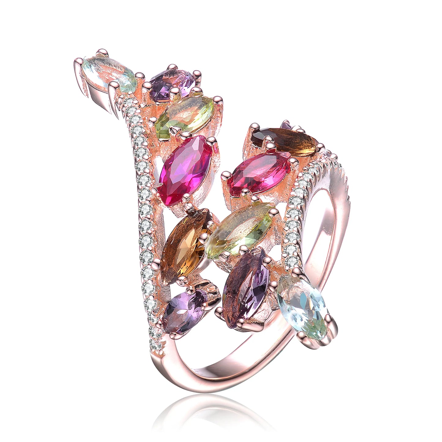 Sterling Silver Cubic Zirconia Ring(9934-Dm-Rose)