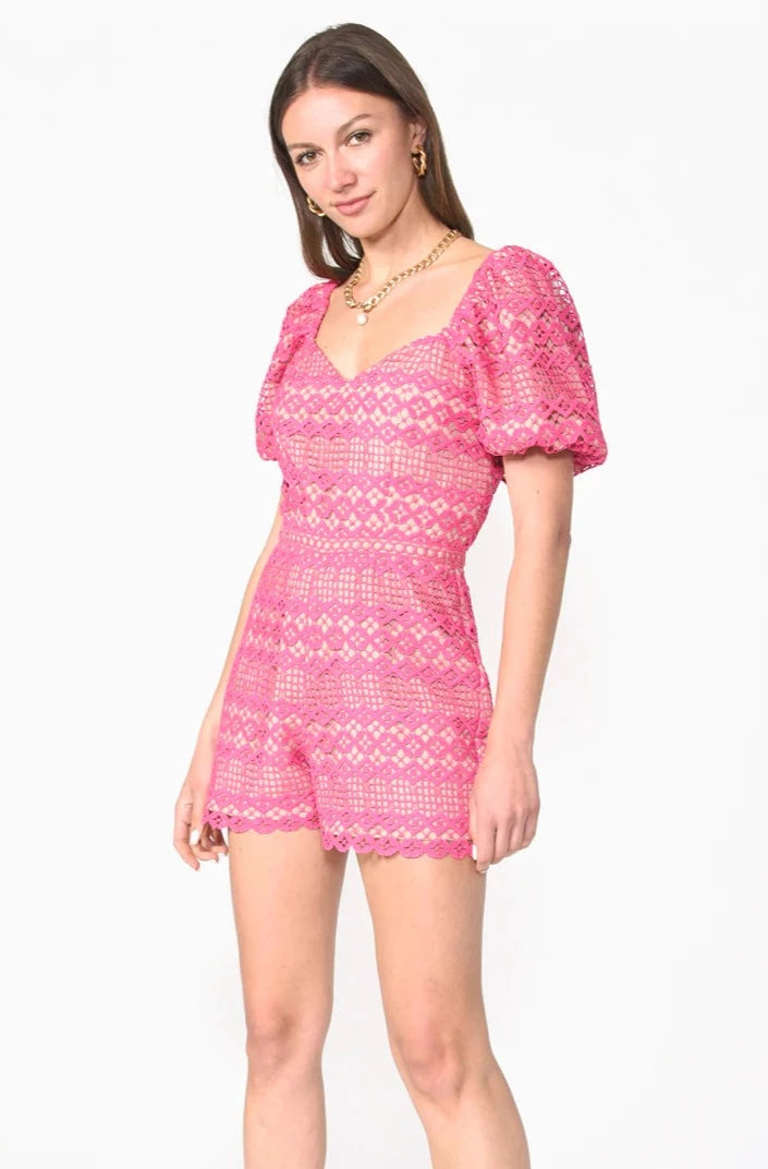 Praya Tie Back Crochet Lace Romper