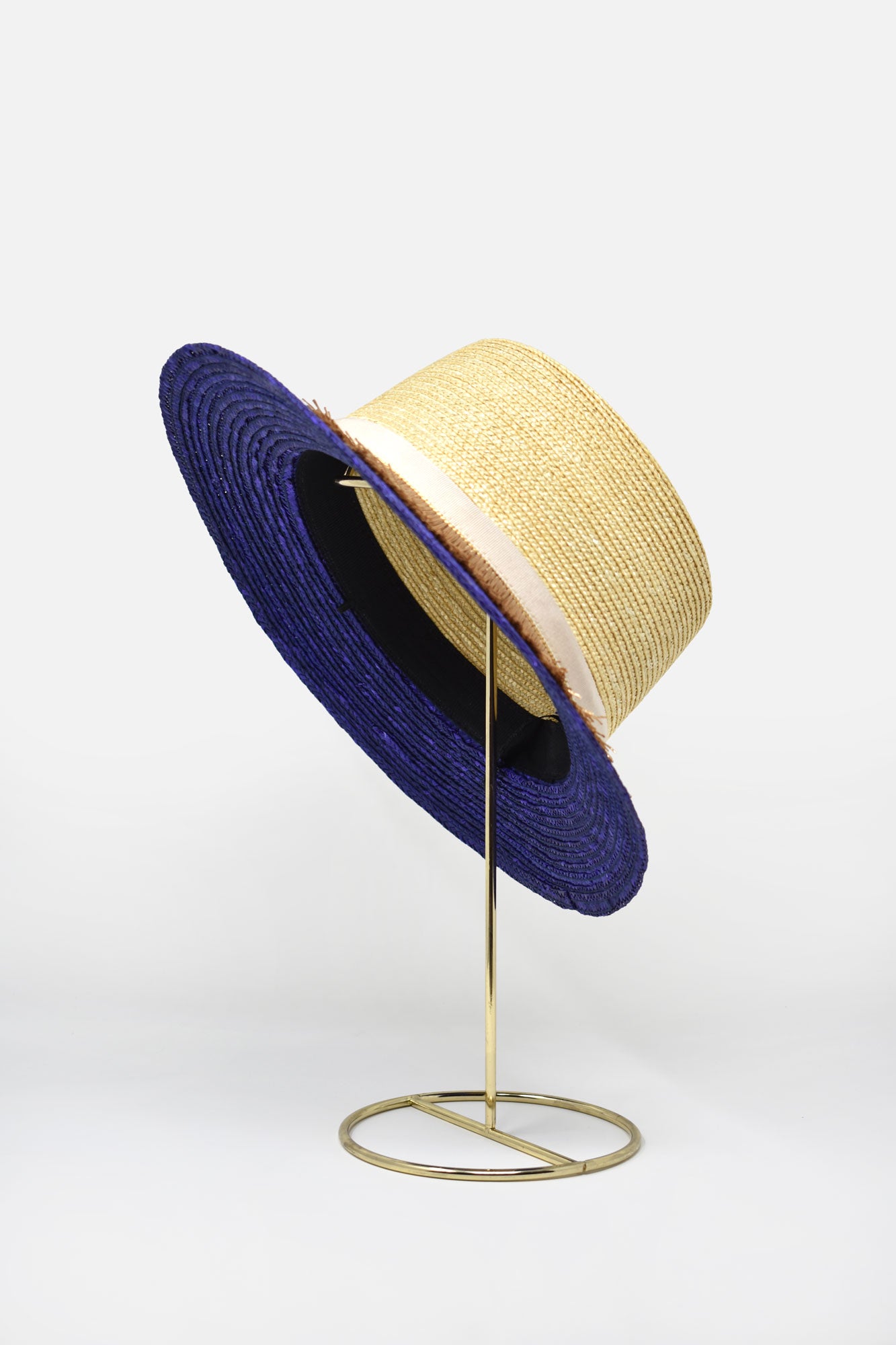 Aurorette Two Tone Tasseled French Boater Hat