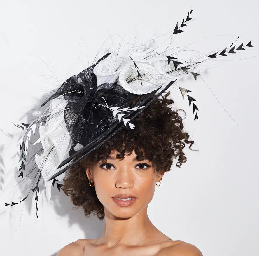 Athena Black and White Fascinator