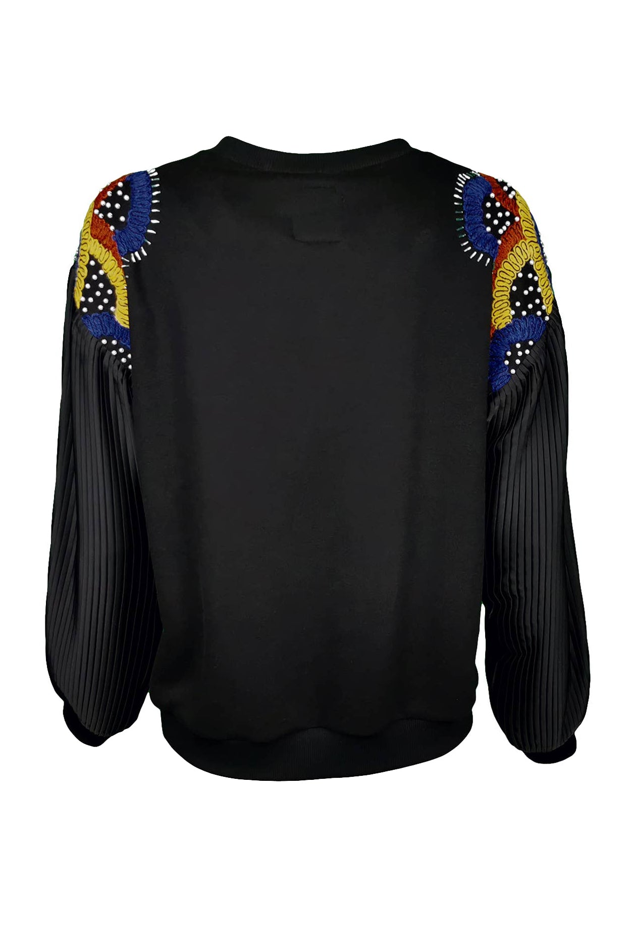 Black Abstract Pleated Sweatshirt