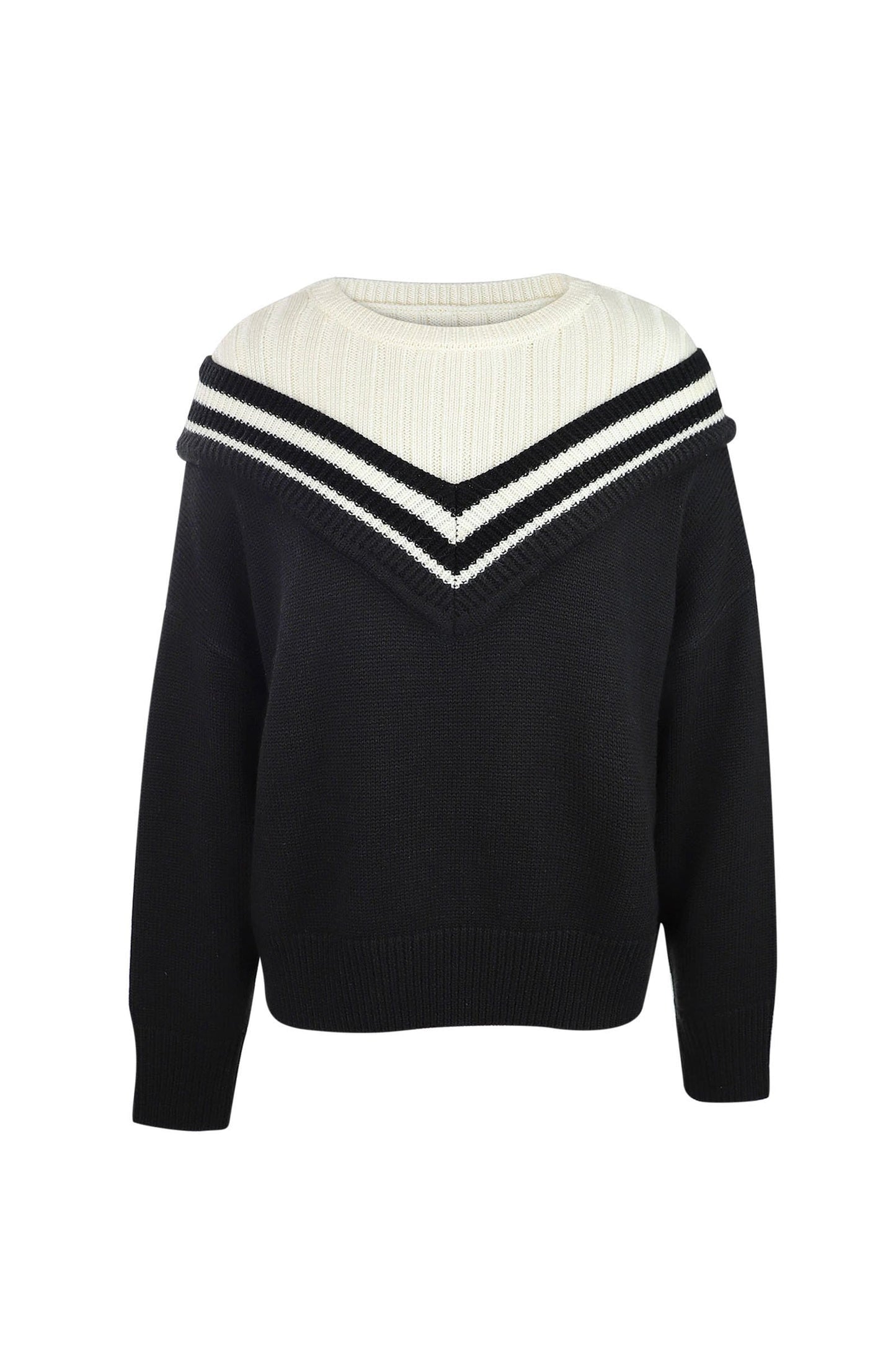 Hortense Varsity Black Mixed Sweater