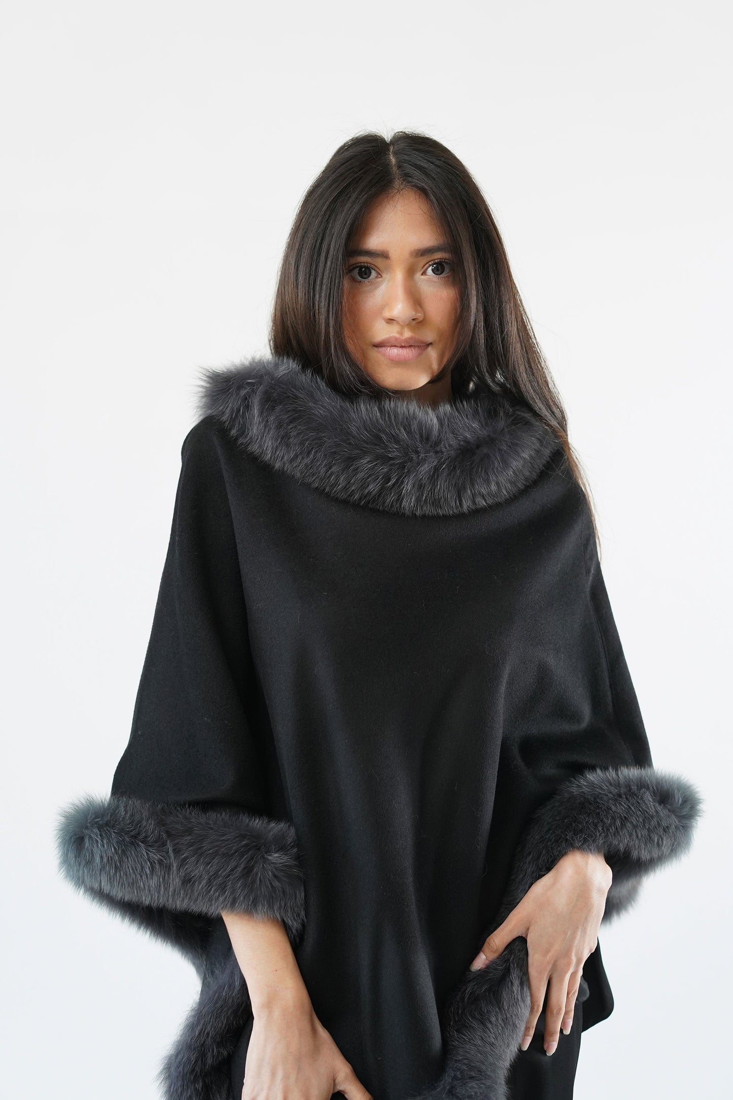 Sylvana Mantle Wool Fox Fur Cashmere