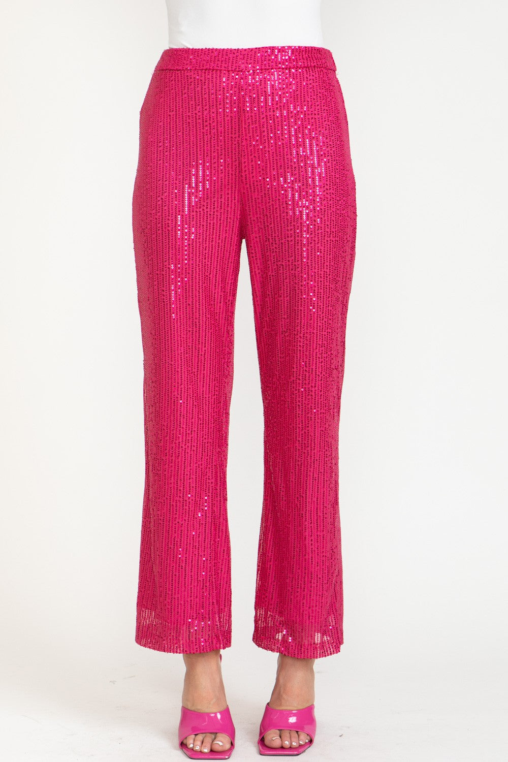 Pink High Waisted Sequin Pants