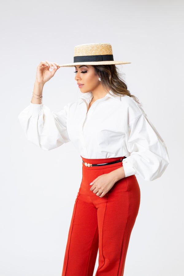 Abella Wide Brim Boater - Black Band