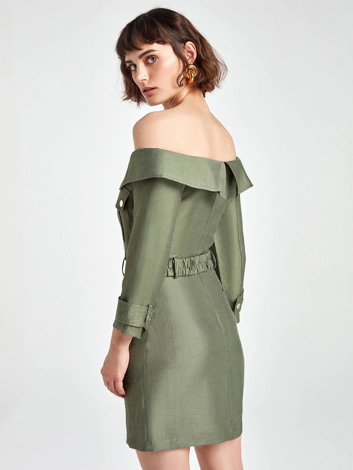 Boat Neck Mini Dress En Belle poque Boat Neck Mini Dress En Belle poque