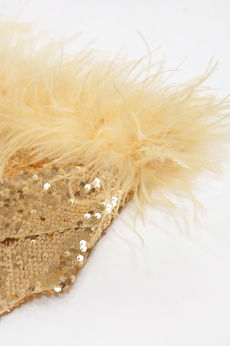 V Neck Cami Sequin Feathered