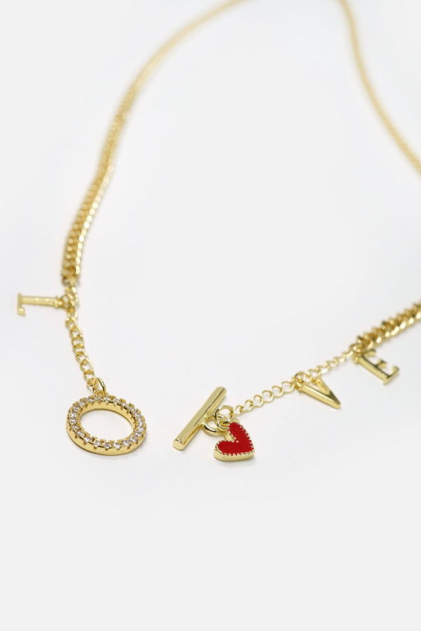 Valentina Heart & Letters Long Necklace