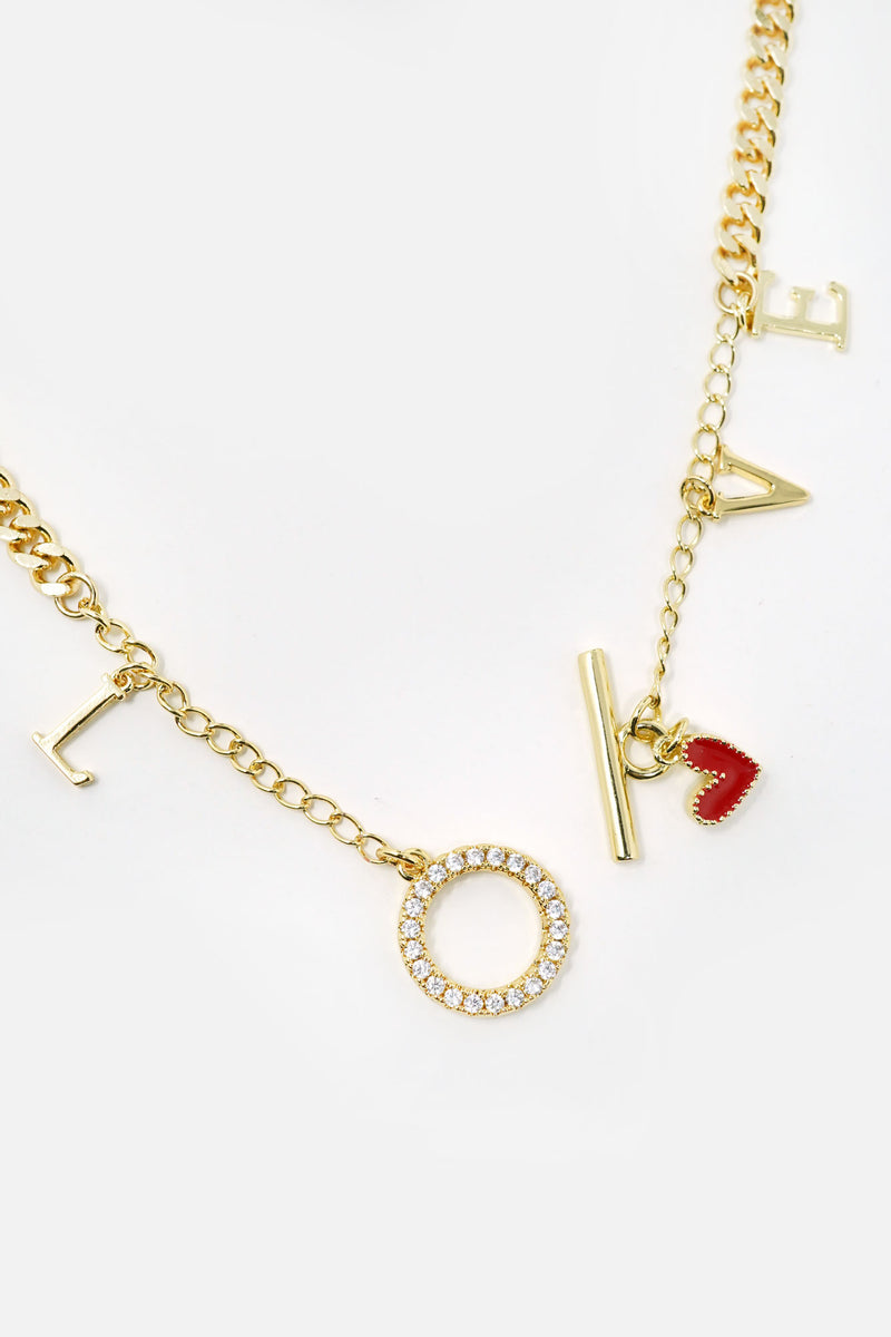 Valentina Heart & Letters Long Necklace