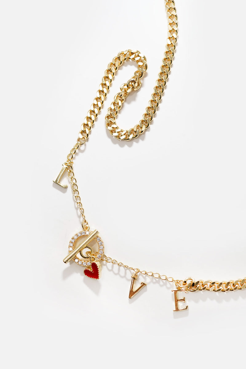 Valentina Heart & Letters Long Necklace