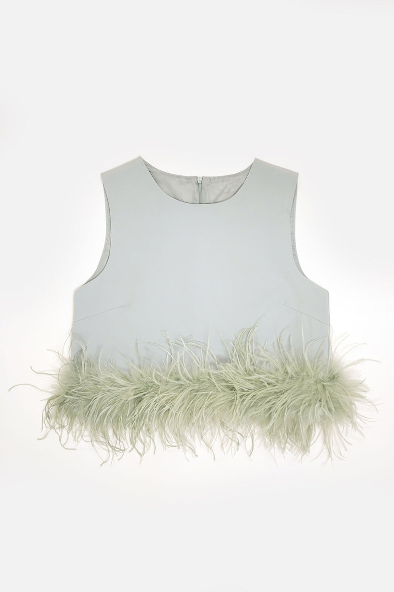 Sleeveless Feather Top
