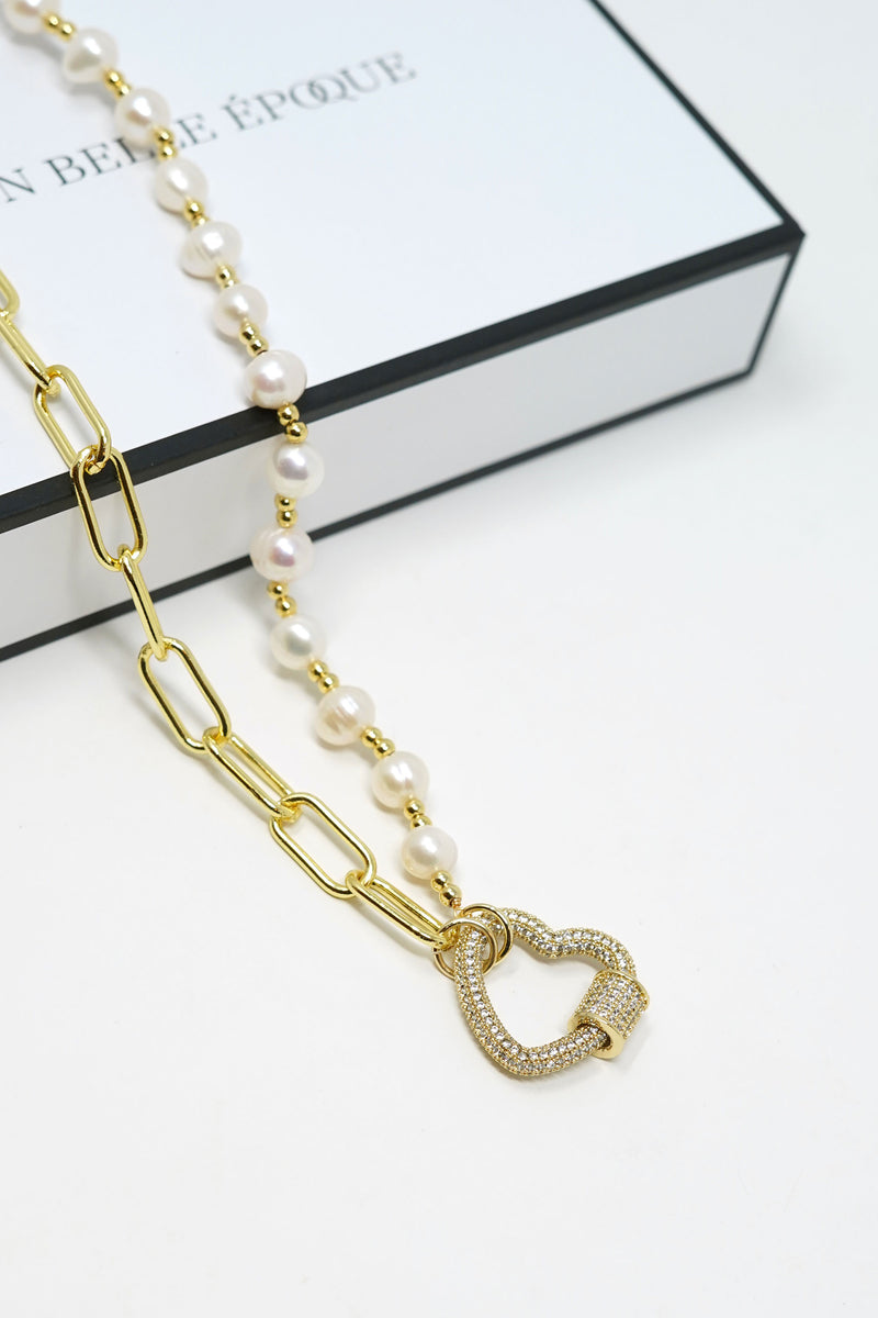 Oda Heart Chain Pearl Necklace