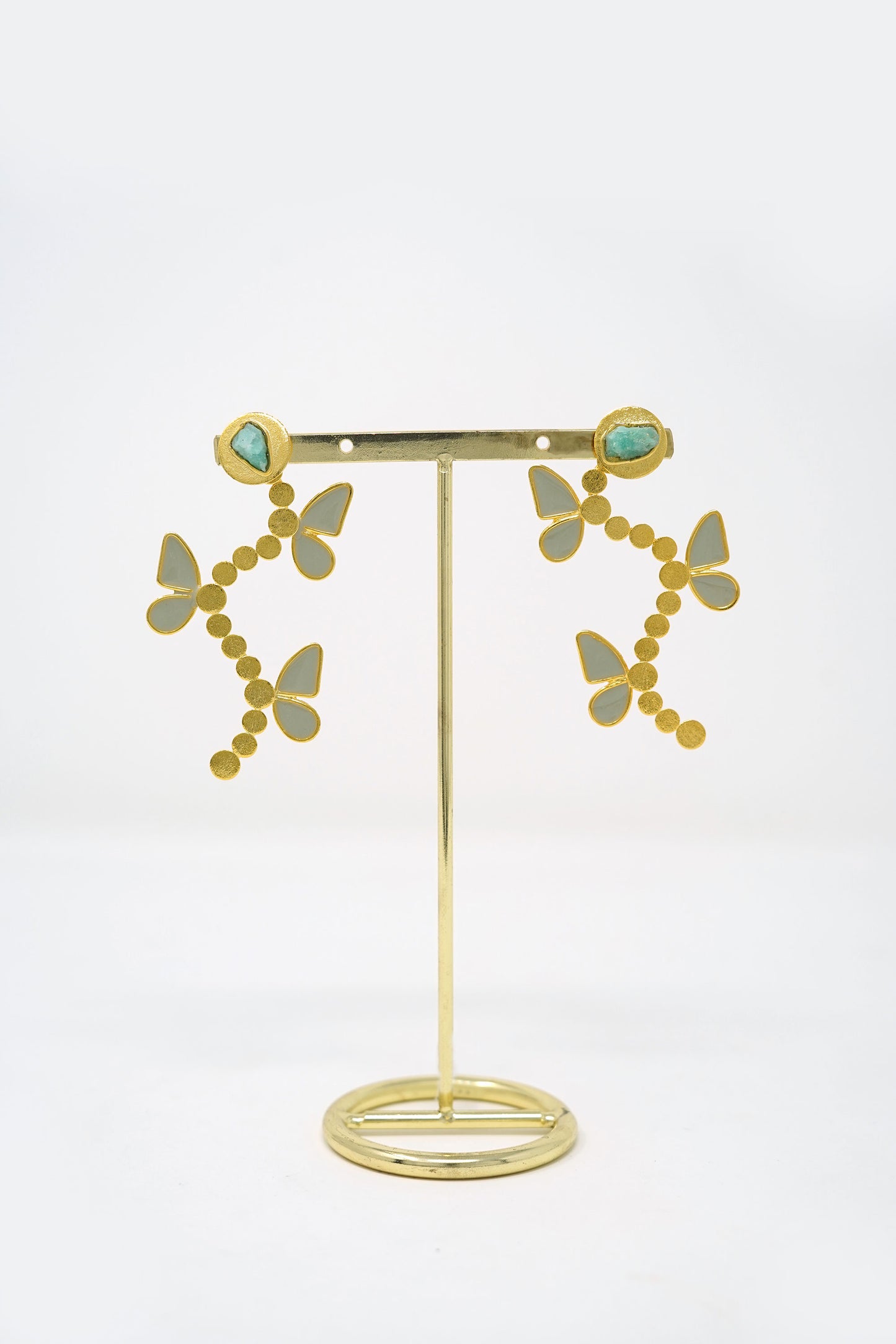 Sara Butterfly Cara-Col Earring Raw Emerald 24k Gold-Plated
