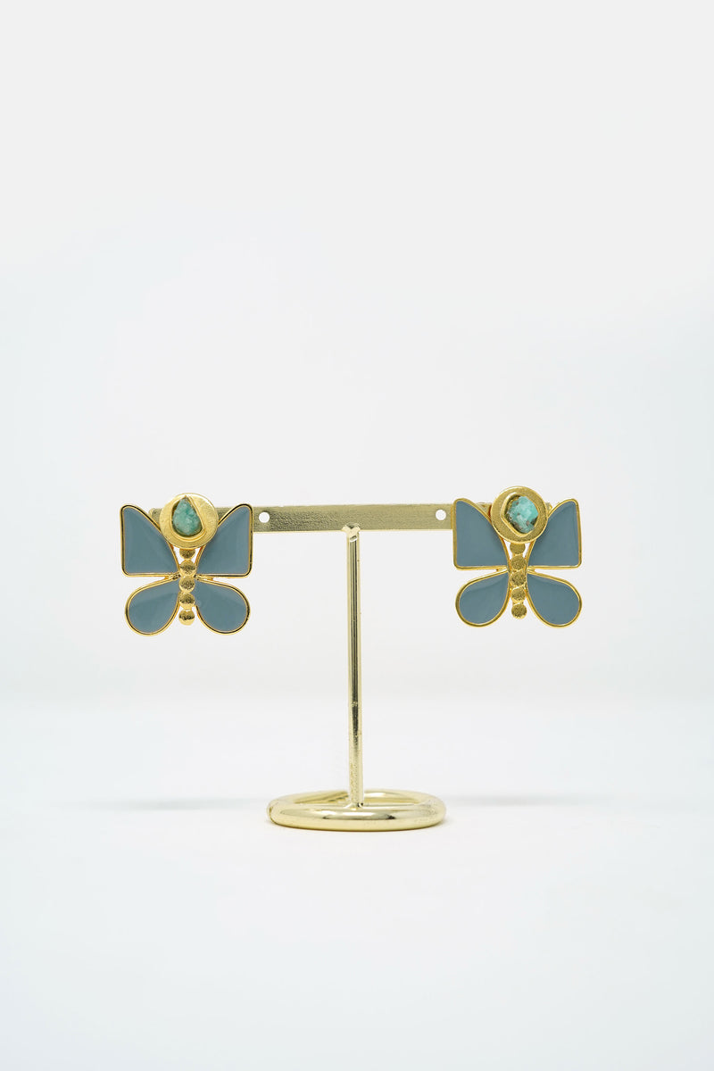 Salome Butterfly Cara-Col Earring Raw Emerald 24k Gold-Plated