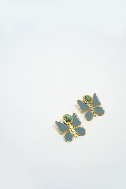 Salome Butterfly Cara-Col Earring Raw Emerald 24k Gold-Plated