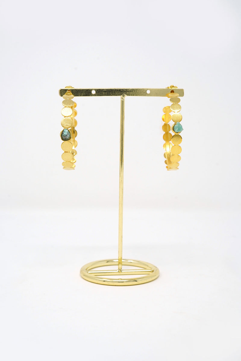 Isa Earring Raw Emerald 24k Gold-Plated