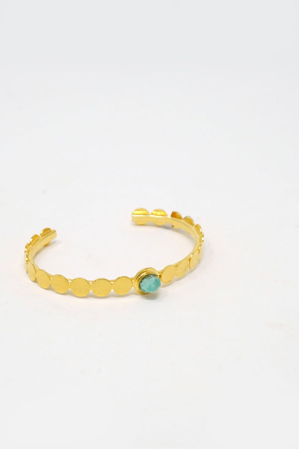 Isa Cuff Bracelet Raw Emerald 24k Gold-Plated