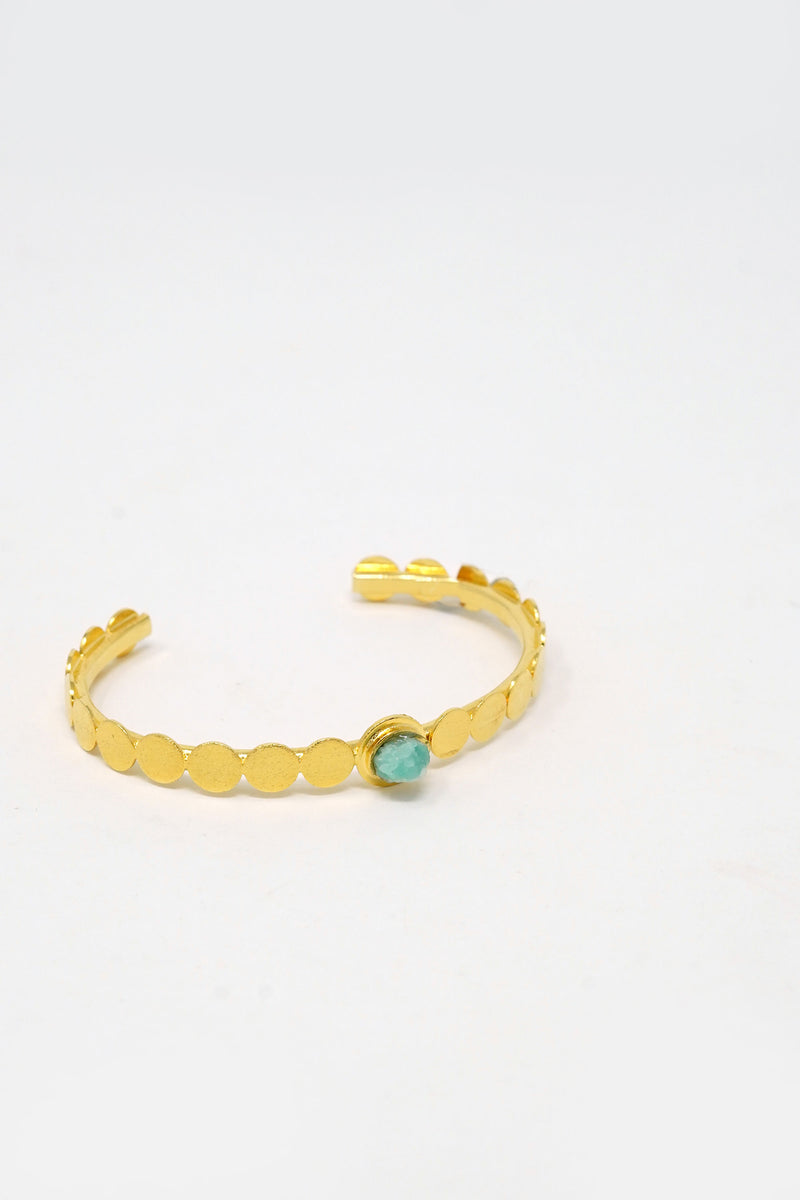 Isa Cuff Bracelet Raw Emerald 24k Gold-Plated